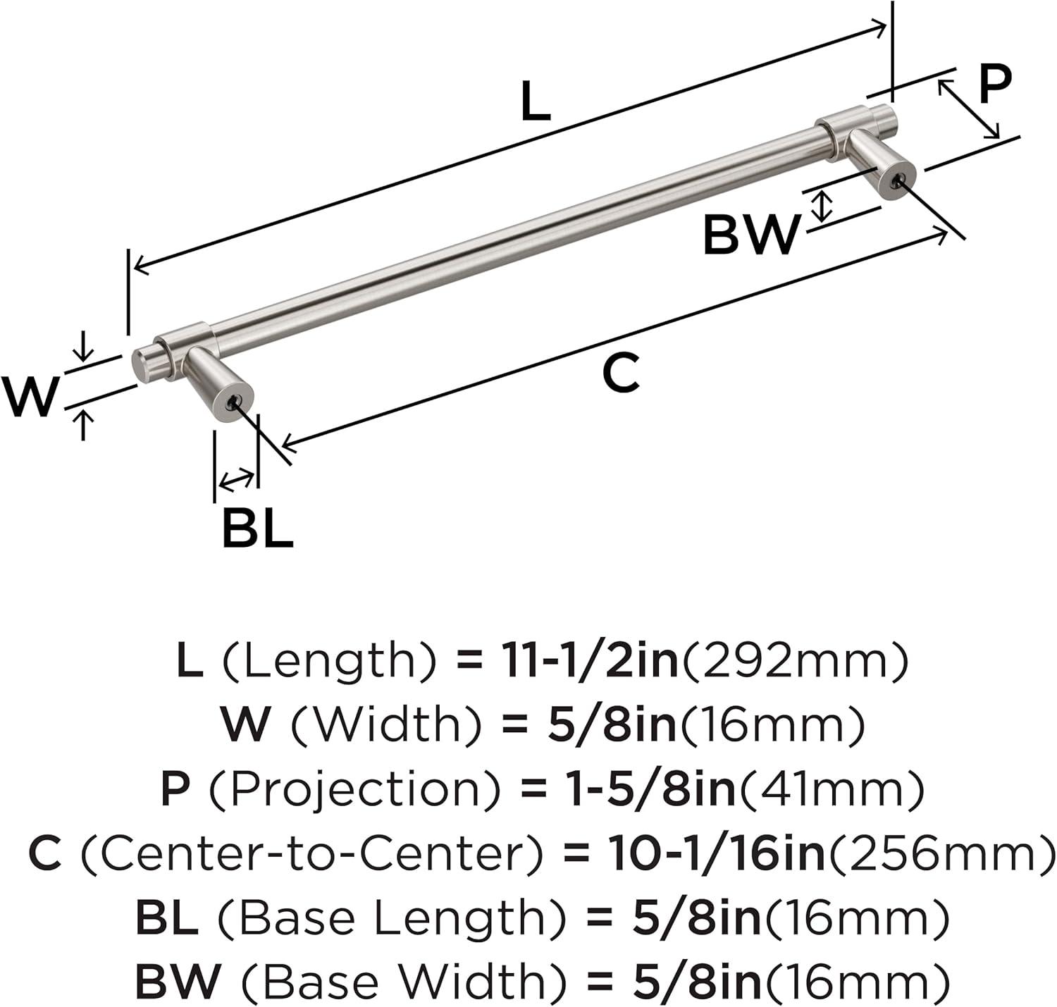 Amerock Destine 10-1/16 inch (256mm) Center-to-Center Satin Nickel Cabinet Pull