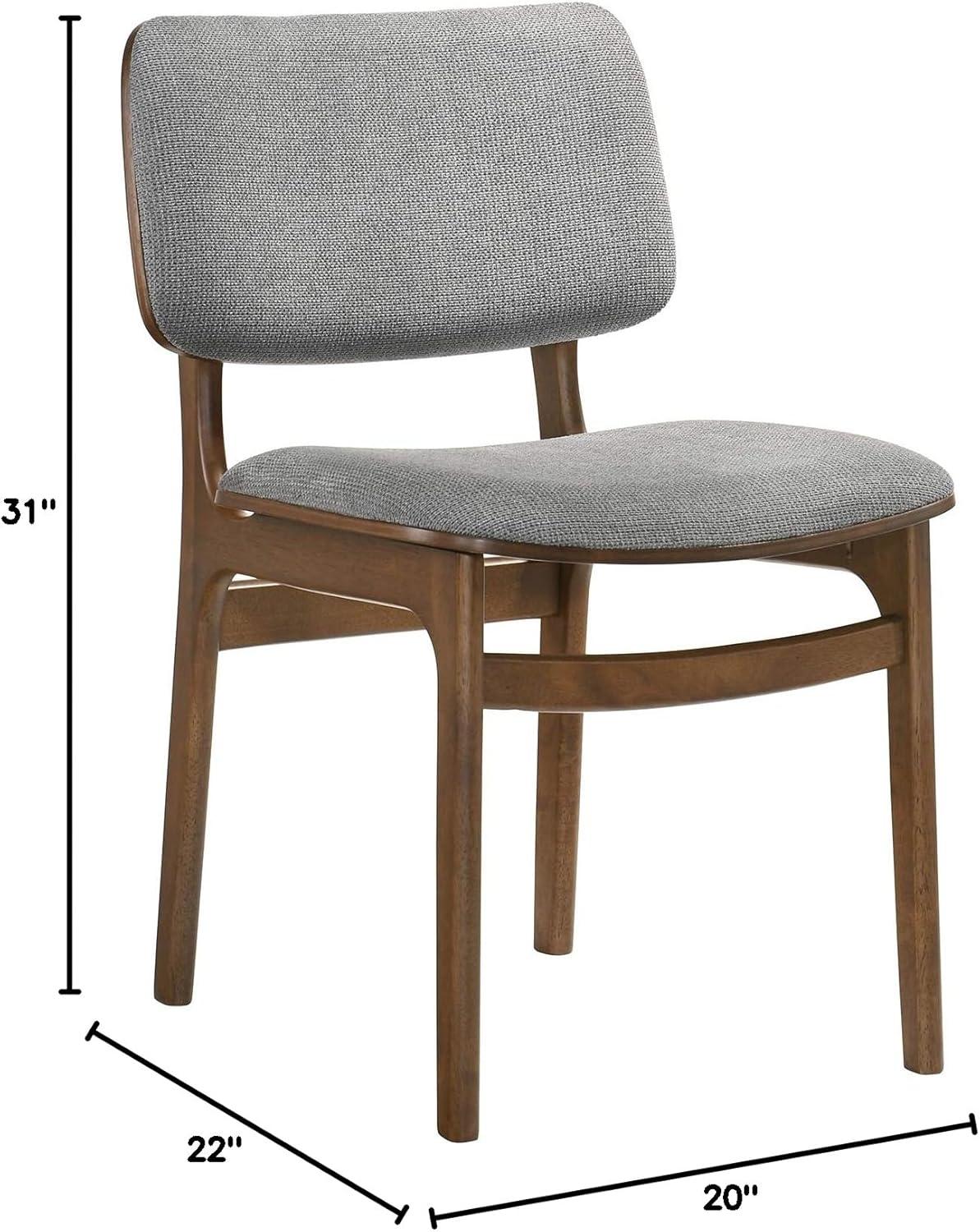 Set of 2 Lima Upholstered Wood Dining Chairs Walnut - Armen Living: Mid-Century Modern, Rubberwood Frame, Gray Polyester