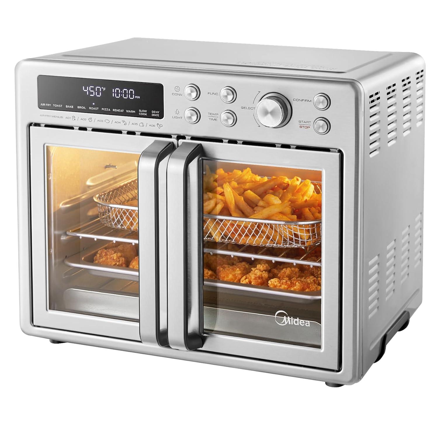 Midea Flexify 26.4 QT French Door Toaster Oven Air Fryer Combo, Stainless Steel