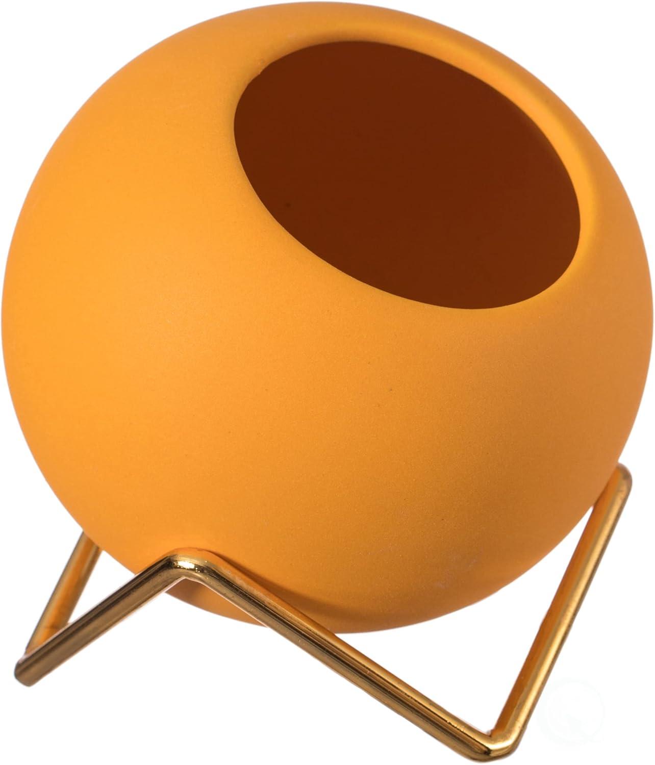 Fabulaxe Small Modern Ceramic Flower Vase for Living Room, Home Office Table, Dining Room and Entryway, Yellow