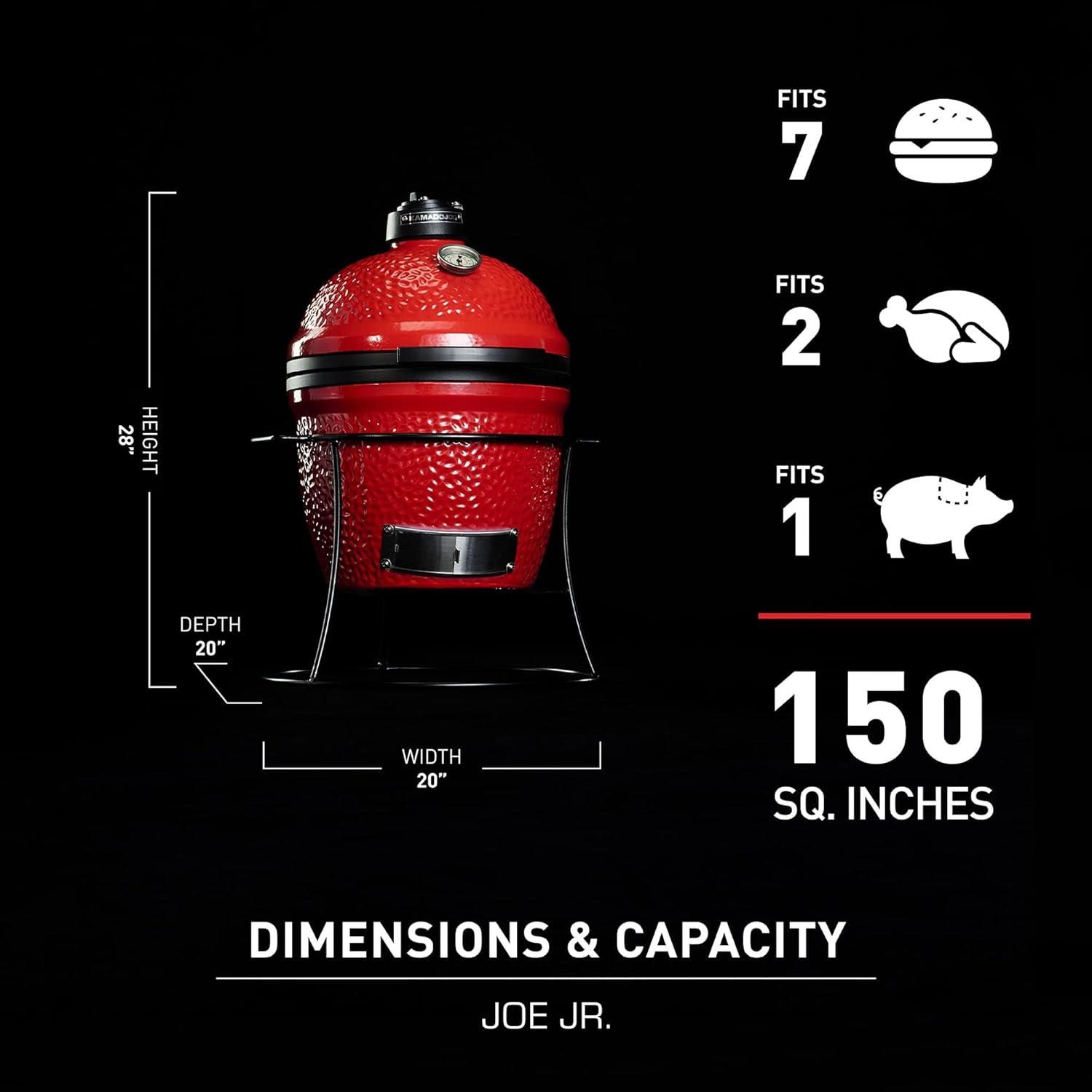 Blaze Red Ceramic Portable Charcoal Grill with Stainless Steel Grate