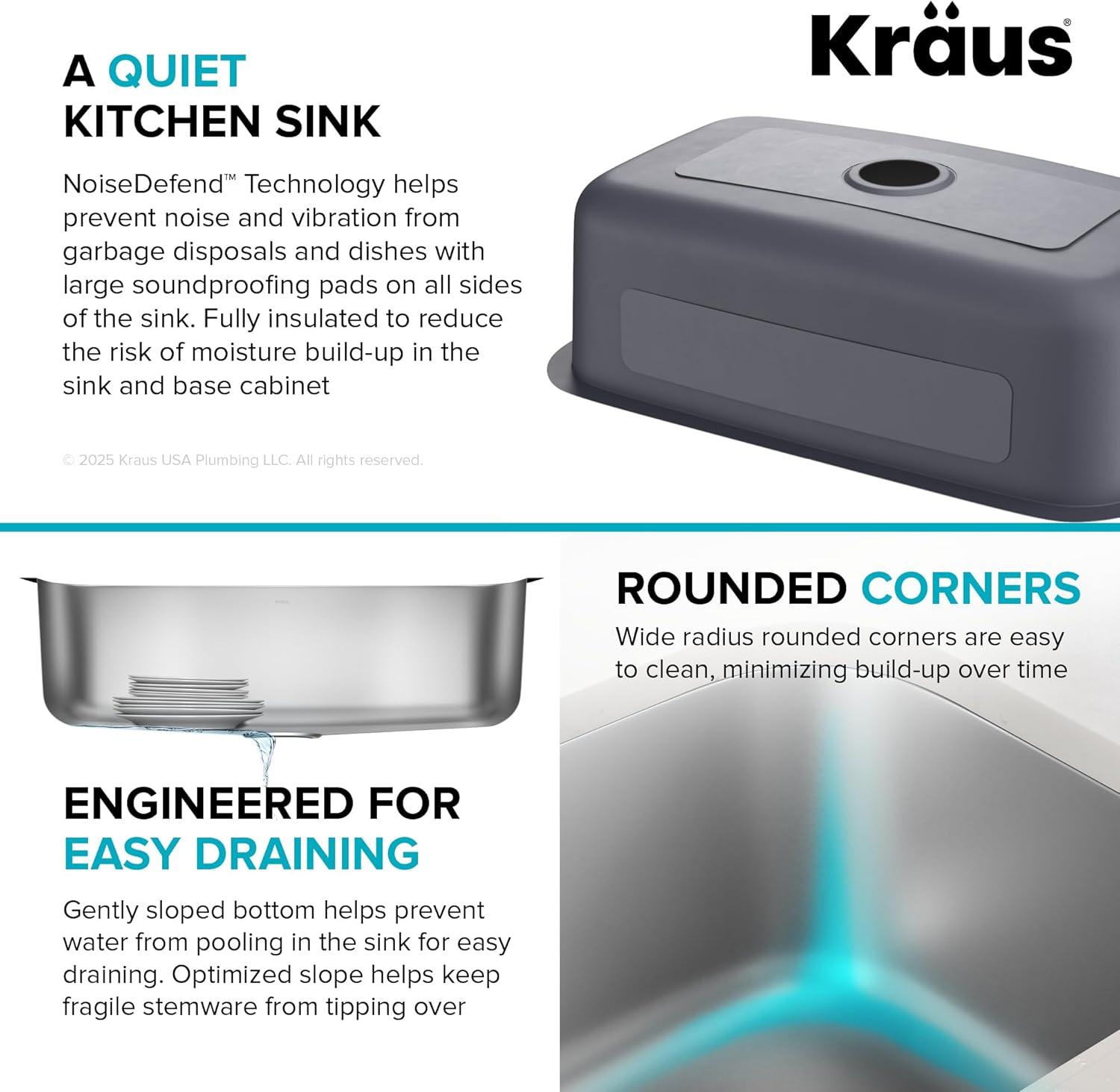 KRAUS Premier Undermount Single Bowl 18-Gauge Stainless Steel Kitchen Sink