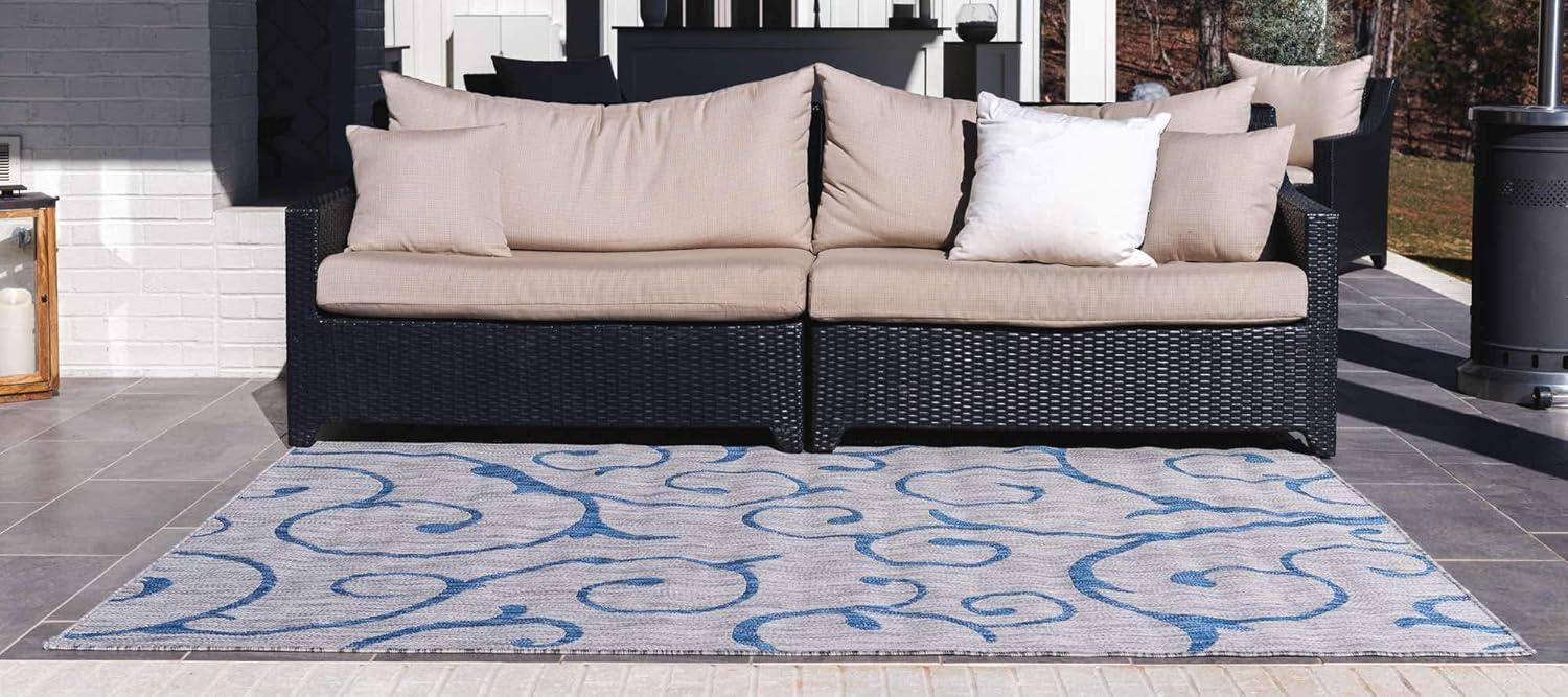 Unique Loom 7' 0 x 10' 0 Rectangle Indoor/Outdoor Botanical Gray Area Rug