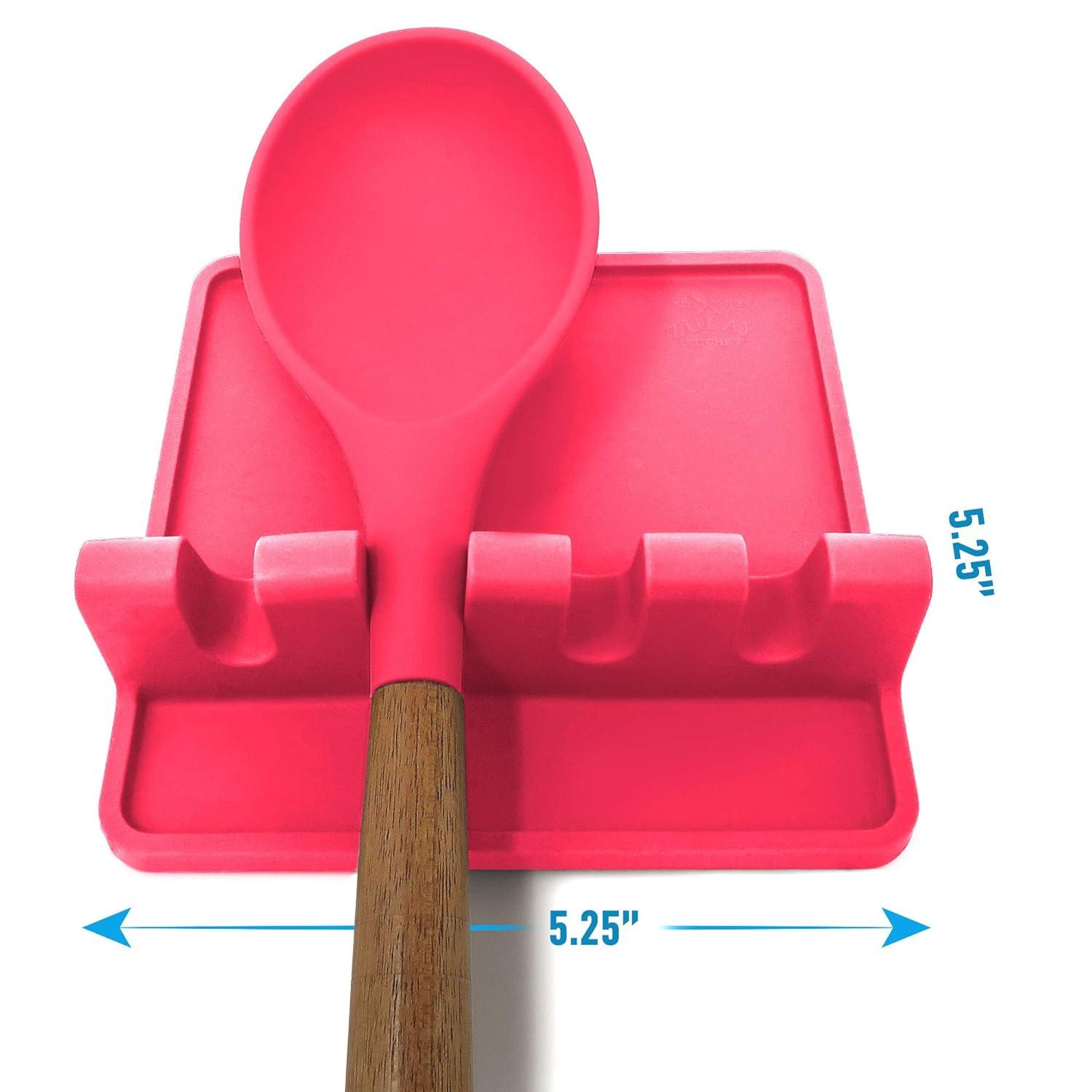 Zulay Silicone Utensil Rest with Drip Pad for Multiple Utensils BPA-Free Stove Top - Gray