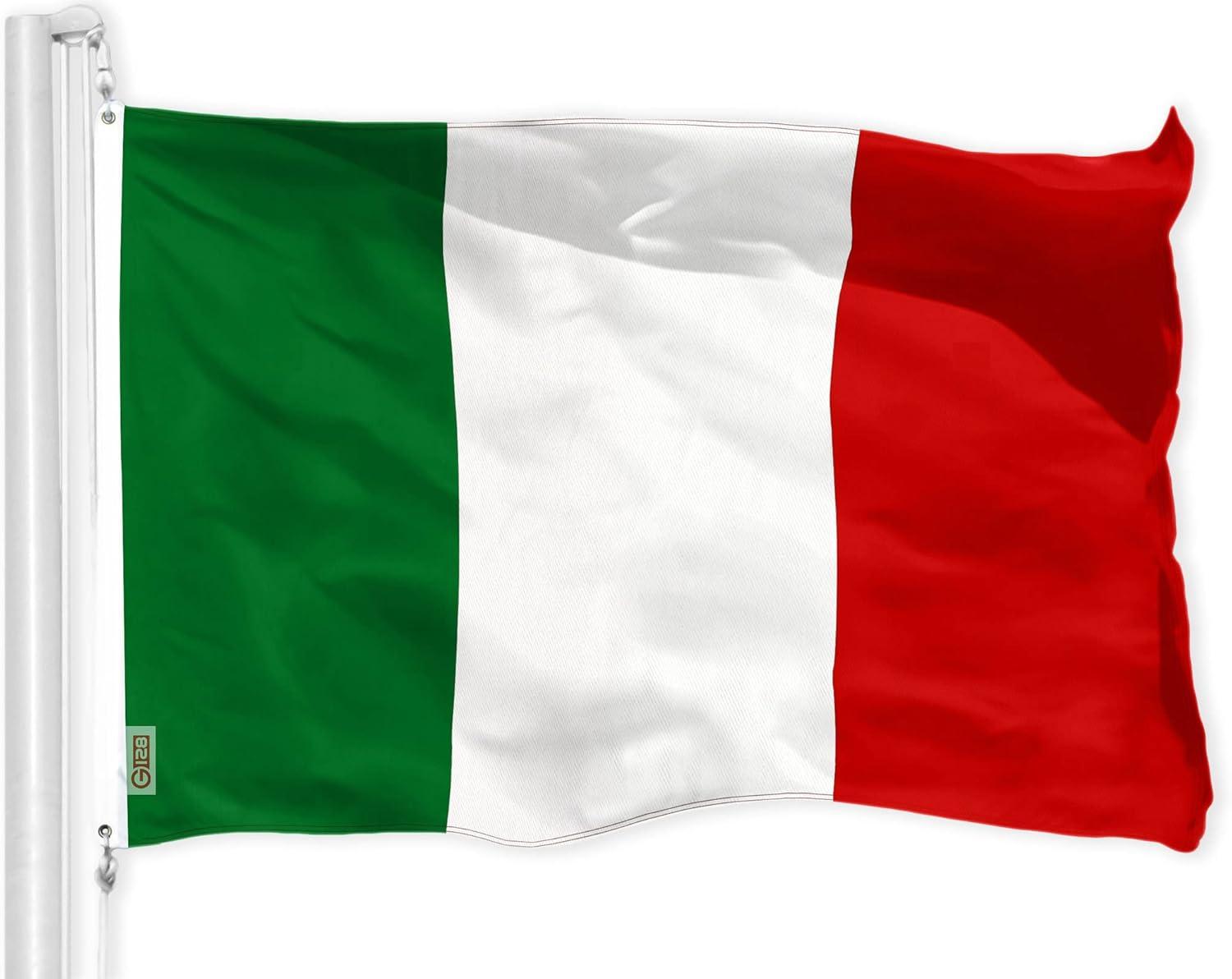 G128 - Bandera Italiana de 3x5 Pies Impresa con Ojales de Latón en Material de Poliéster 150D