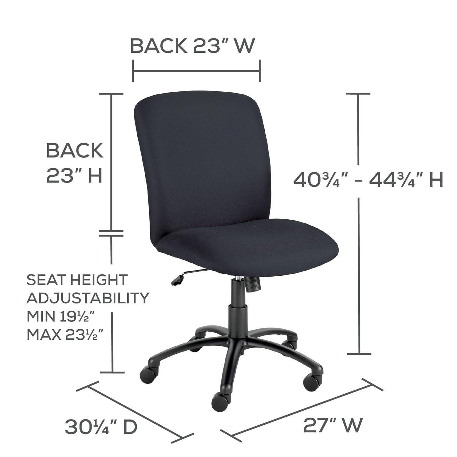 Safco Big & Tall Executive High-Back Chair Black Foam, Polyester Seat - Polyester Back - Black Steel Frame - 5-star Base - Black - 22.25" Seat Width x 20.75" Seat Depth - 27" Width x 30.3" Depth x 44.