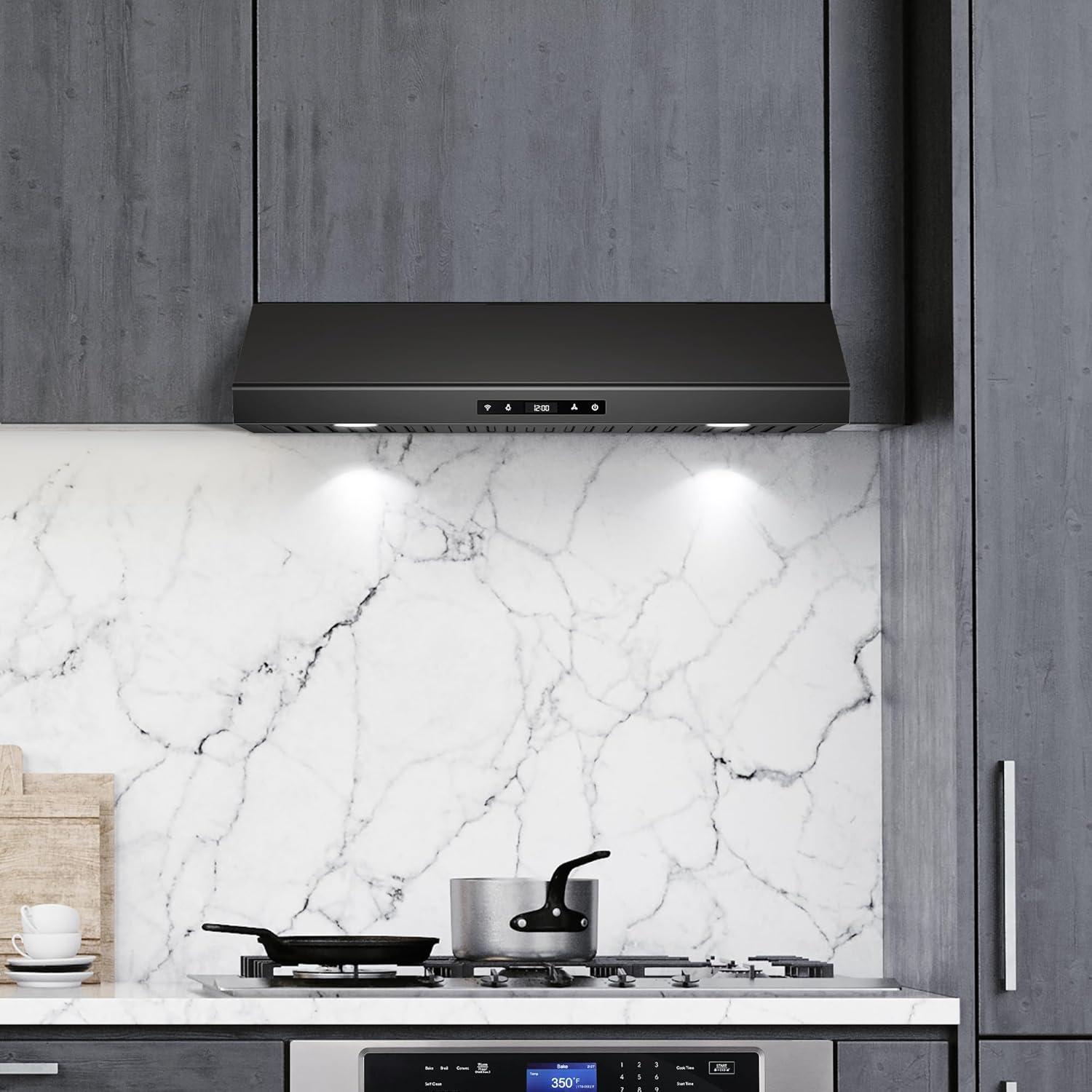 30 in. Under Cabinet Range Hood with Digital Touch Controls in Matte Black