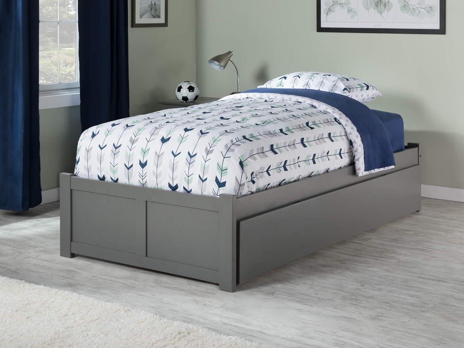 Concord Twin Extra Long Bed with Footboard and Twin Extra Long Trundle in Grey