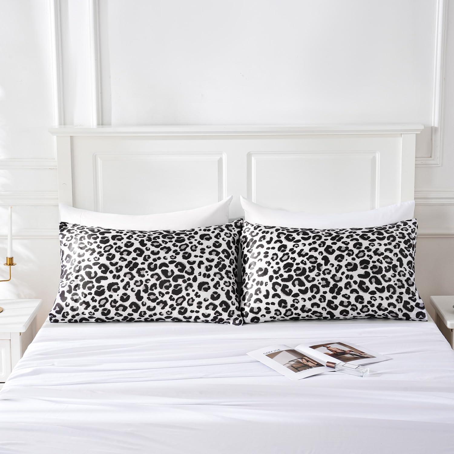 ANMINY Satin Pillowcase Set of 2 Standard Silk Bedding Pillowcases 26" x 20" Pillow Cover, White