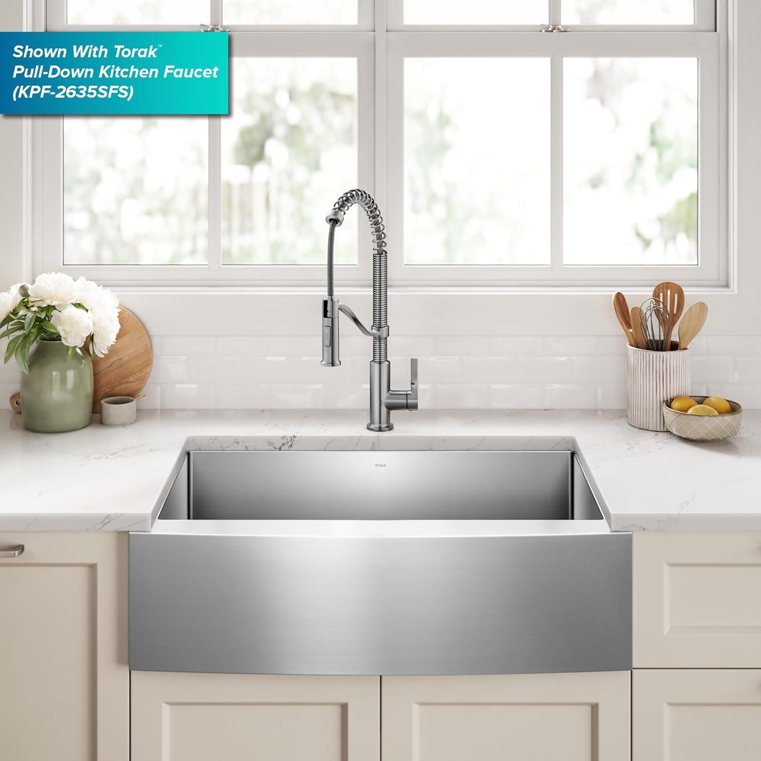 LUKX Farmhouse Single Bowl Stainless Steel Kitchen Sink HU3322S
