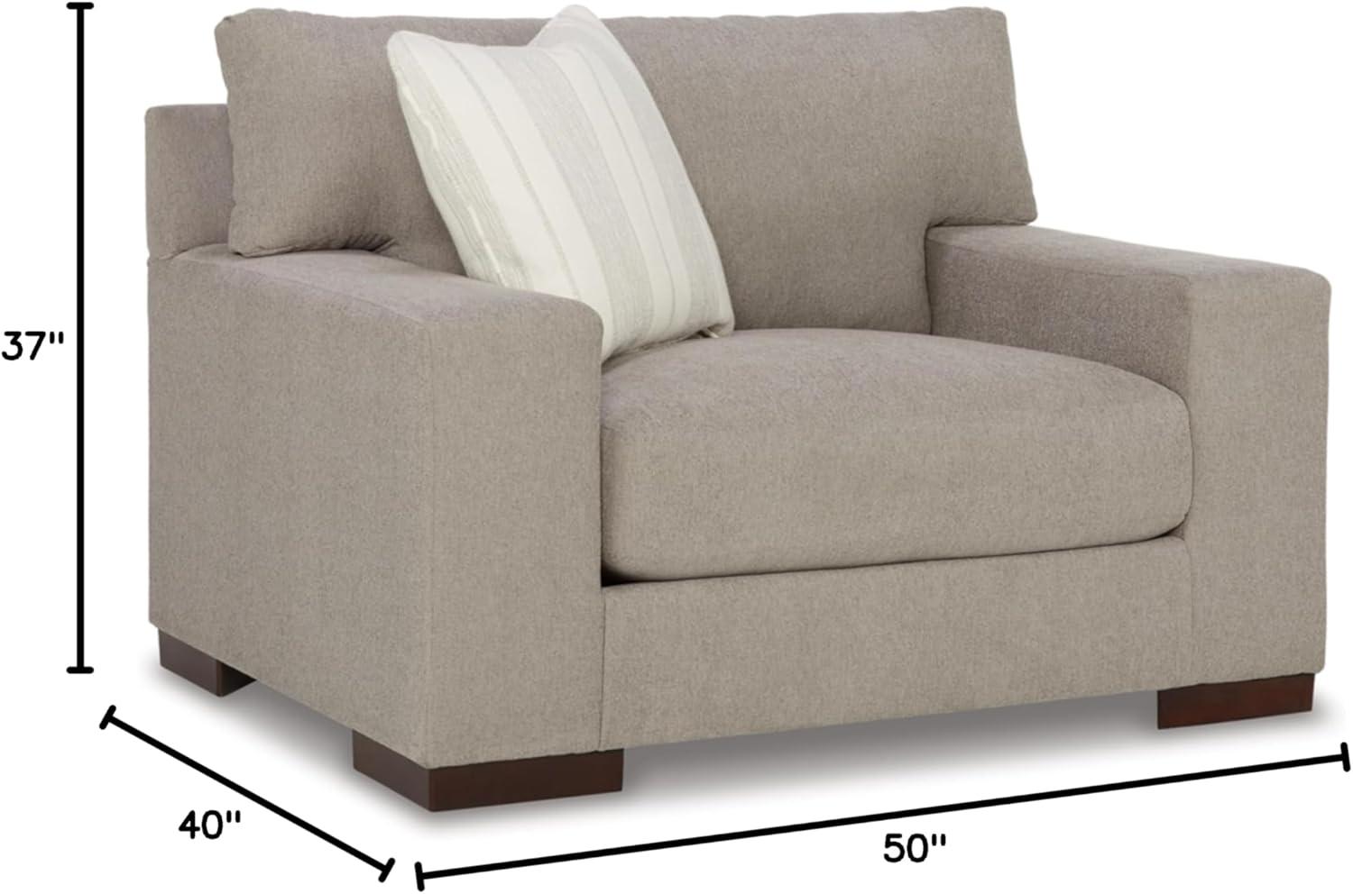 Beige Flax Contemporary Oversized Stationary Chair