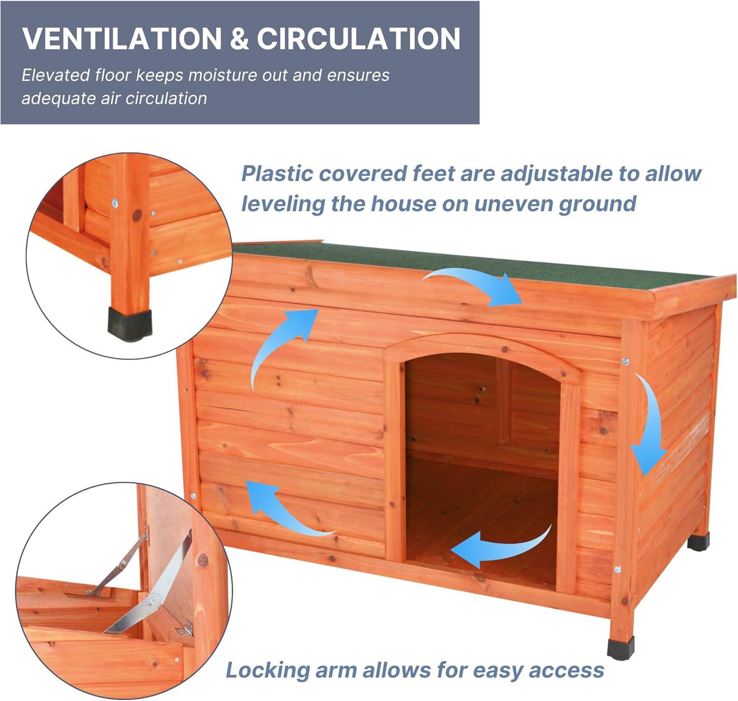 TRIXIE TRIXIE natura Classic Dog House, Flat Hinged Roof, Adjustable Legs, Elevated Pet Shelter