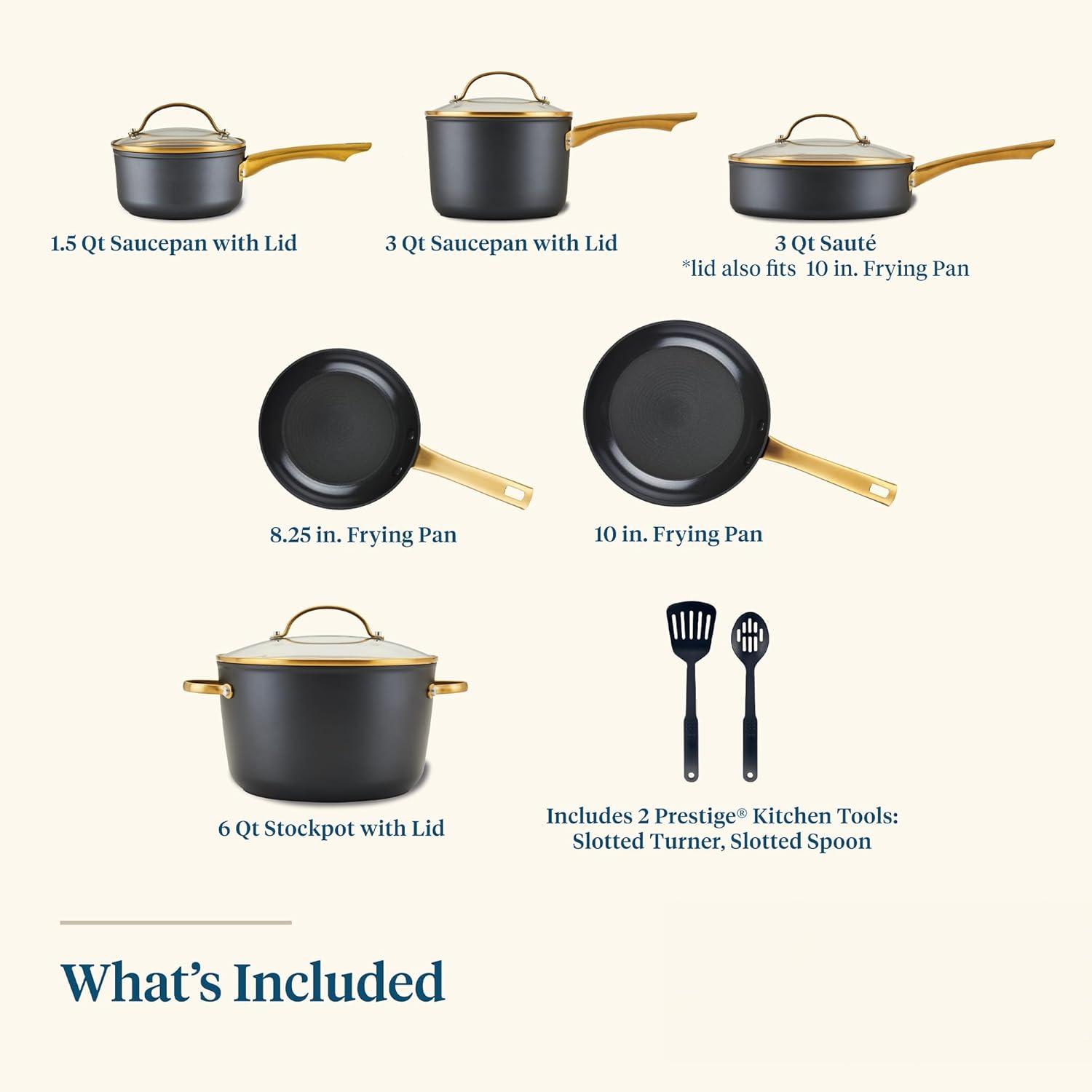 Black and Gold Forged Induction 12-Piece Nonstick Cookware Set