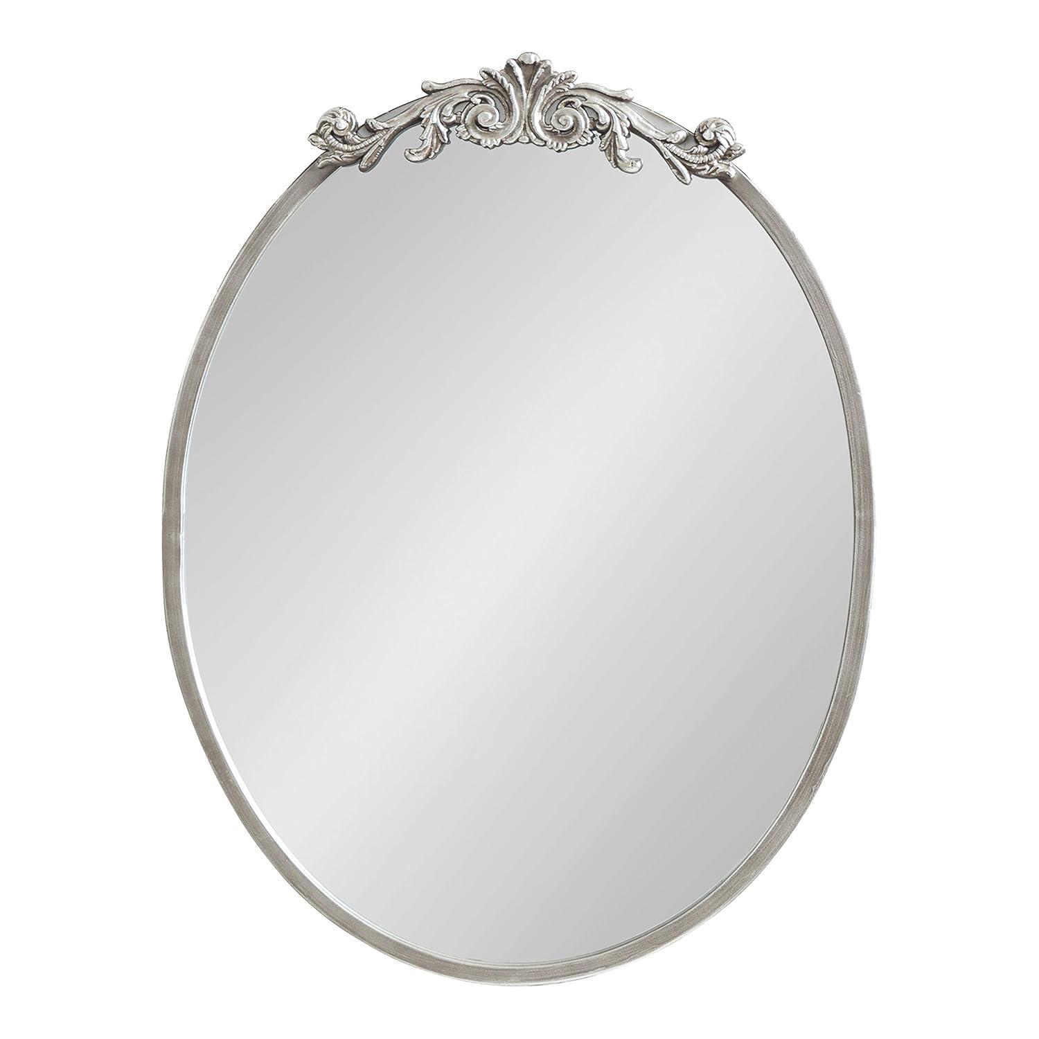 Kate & Laurel All Things Decor 18"x24" Arendahl Traditional Vertical Oval Wall Mirror Silver: No Assembly, Metal Frame, Wall Mounted