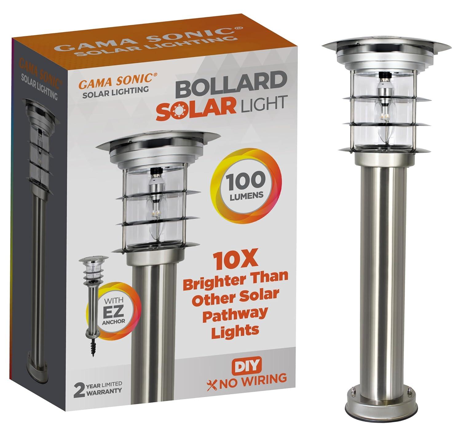 Gama Sonic Stainless Steel Solar Bollard Lamp with EZ Anchor
