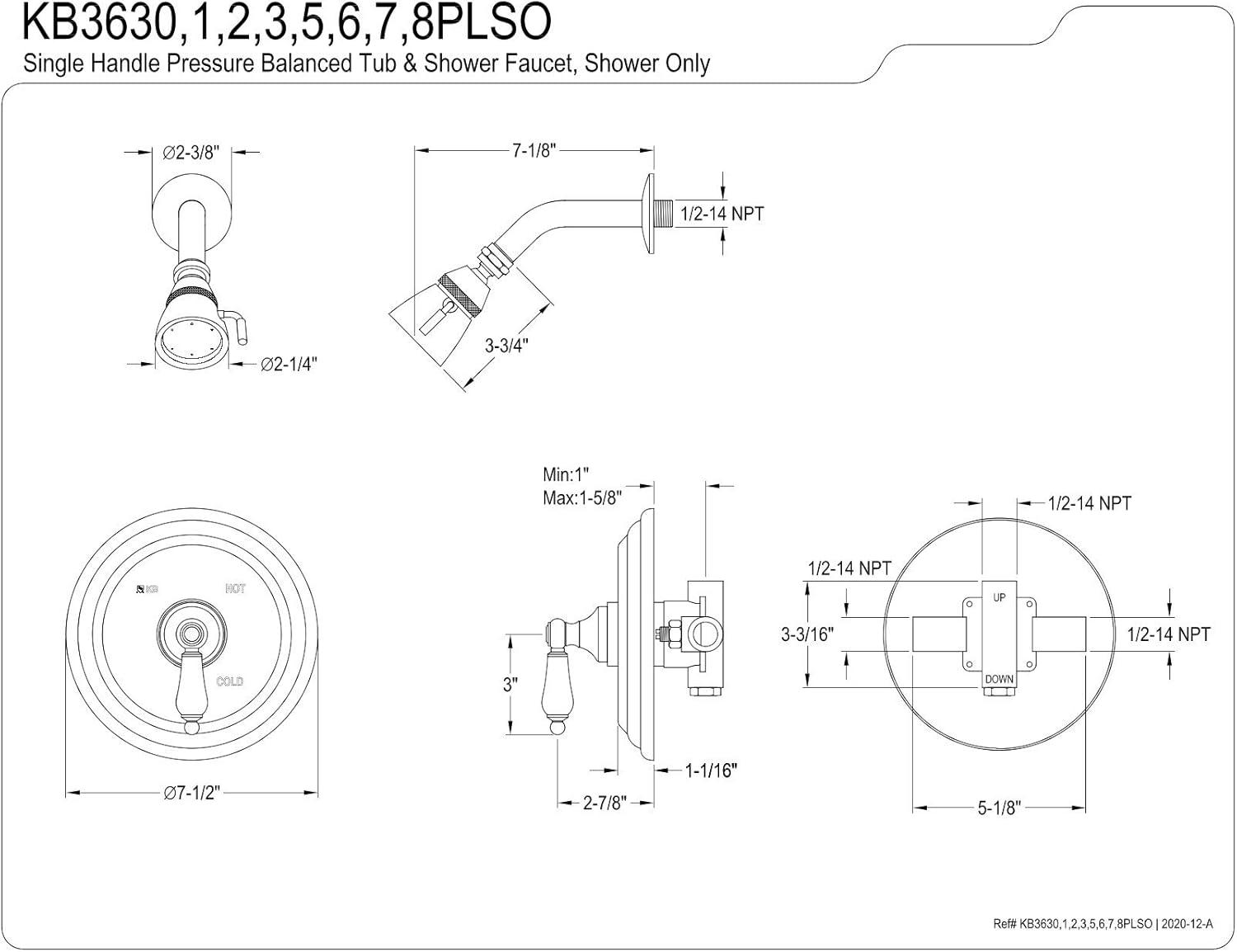 Kingston Brass Kingston Brass Restoration Single-Handle Pressure Balanced Shower Faucet KB3631PLSO