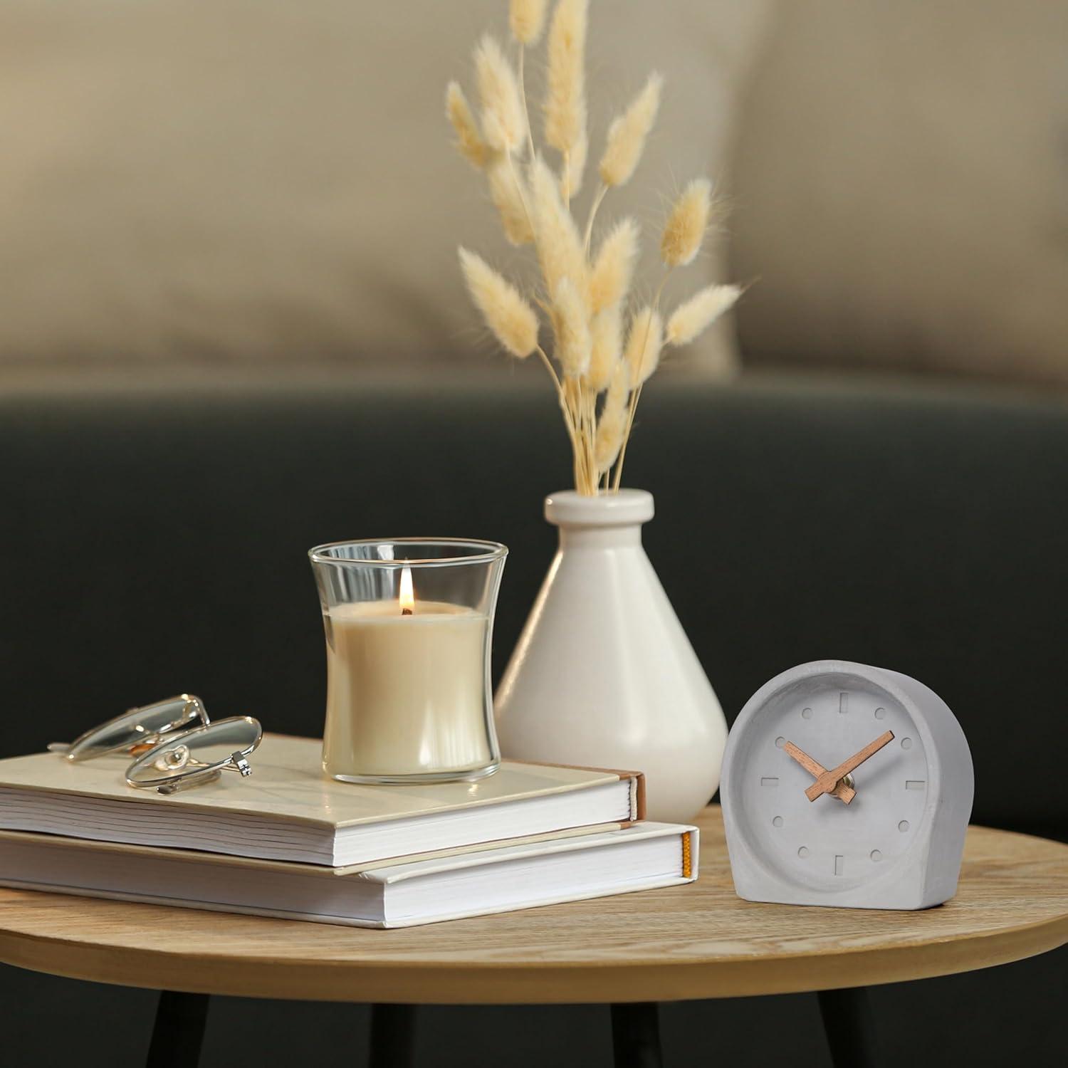 La Crosse Technology 4-Inch Quartz Battery Art Deco Cement Indoor Tabletop Clock, Open Faced Dial