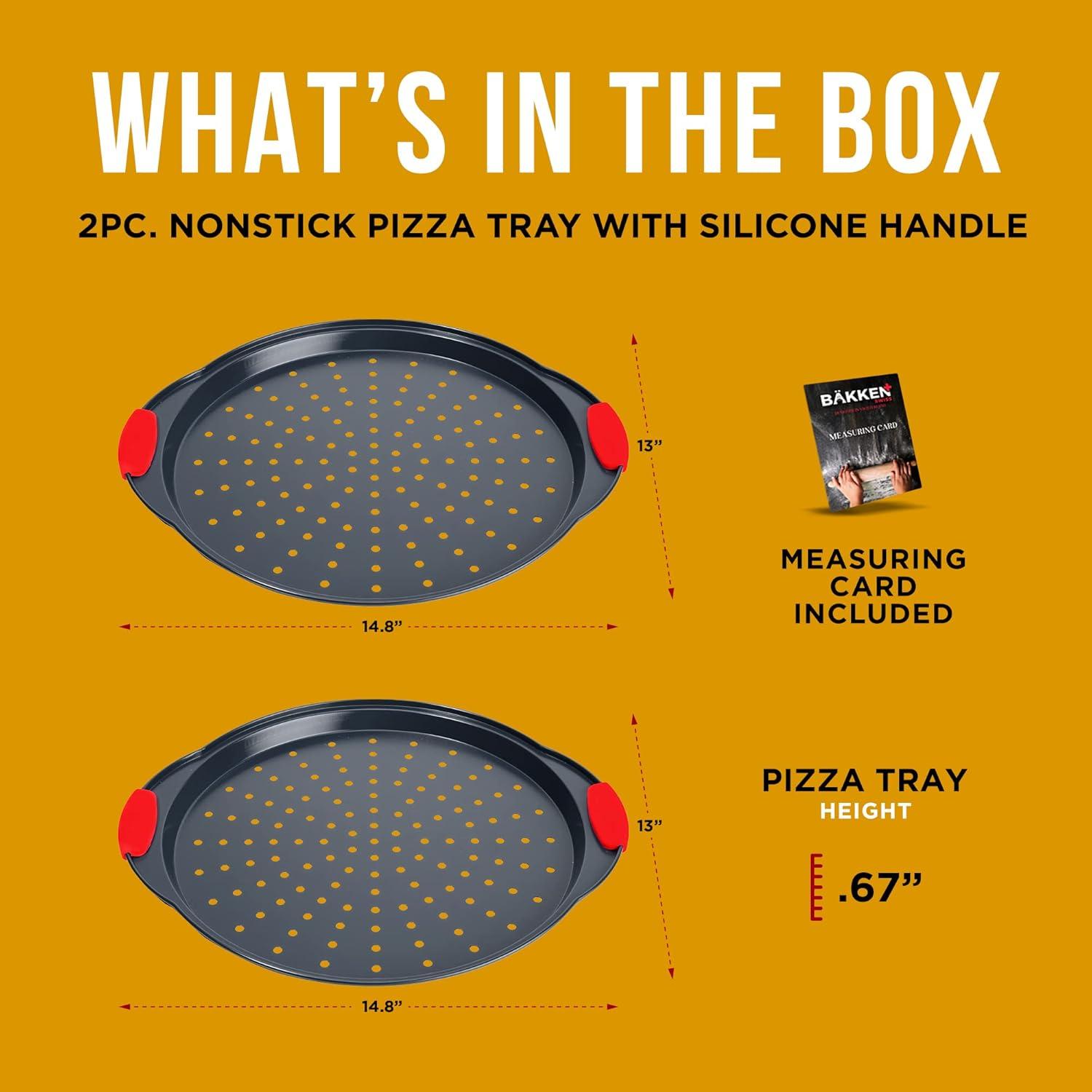 Non-Stick Carbon Steel Perforated Pizza Pans with Silicone Handles