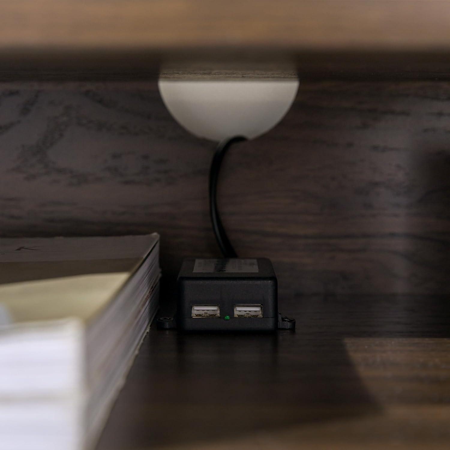 Walker Edison Modern 2 Drawer Nightstand with USB Port, Dark Walnut