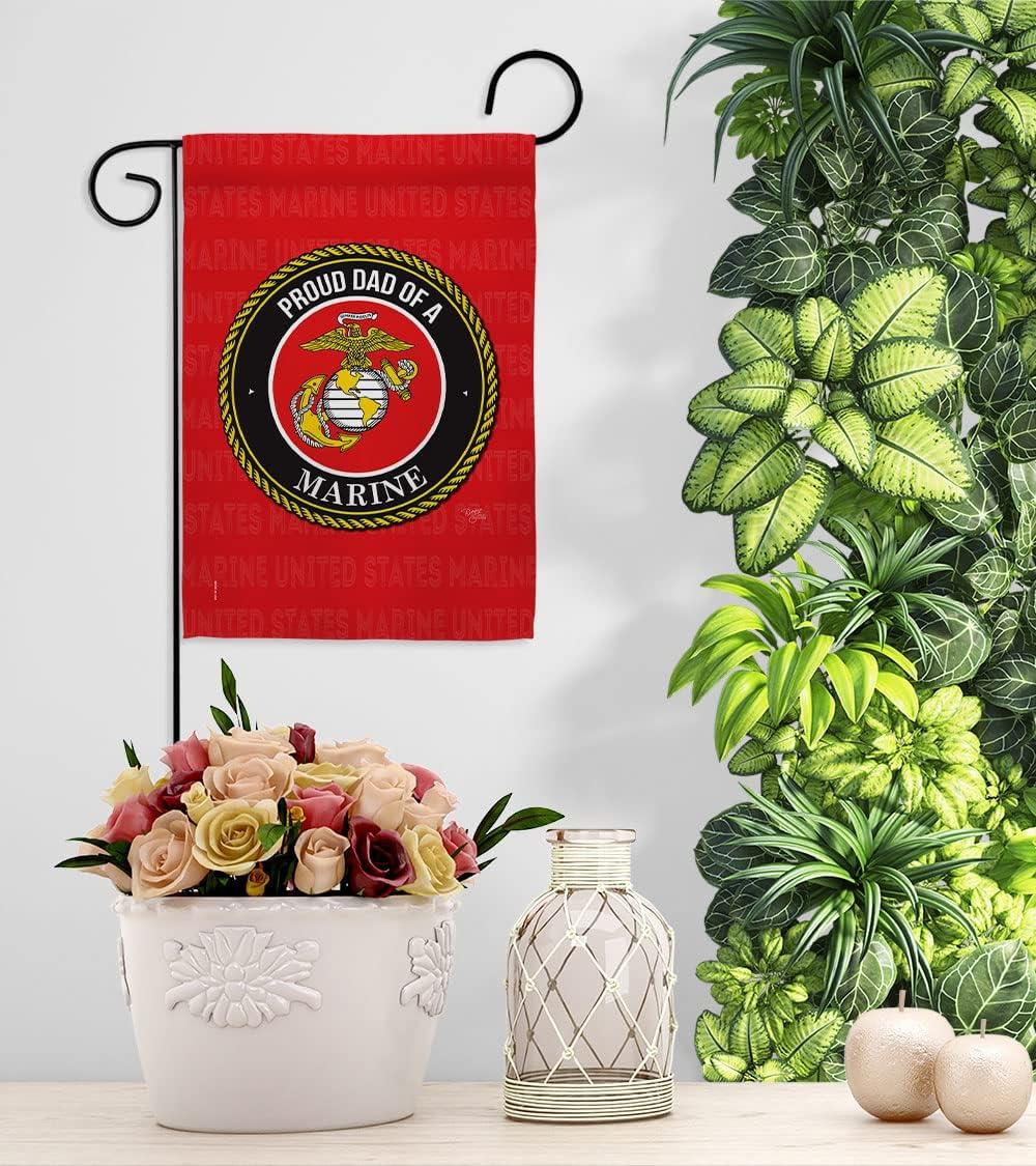 Breeze Decor G158518-BO Proud Dad Marines Garden Flag Armed Forces Marine Corps 13 x 18.5 in. Double-Sided Decorative Vertical Flags for House Decoration Banner Yard Gift