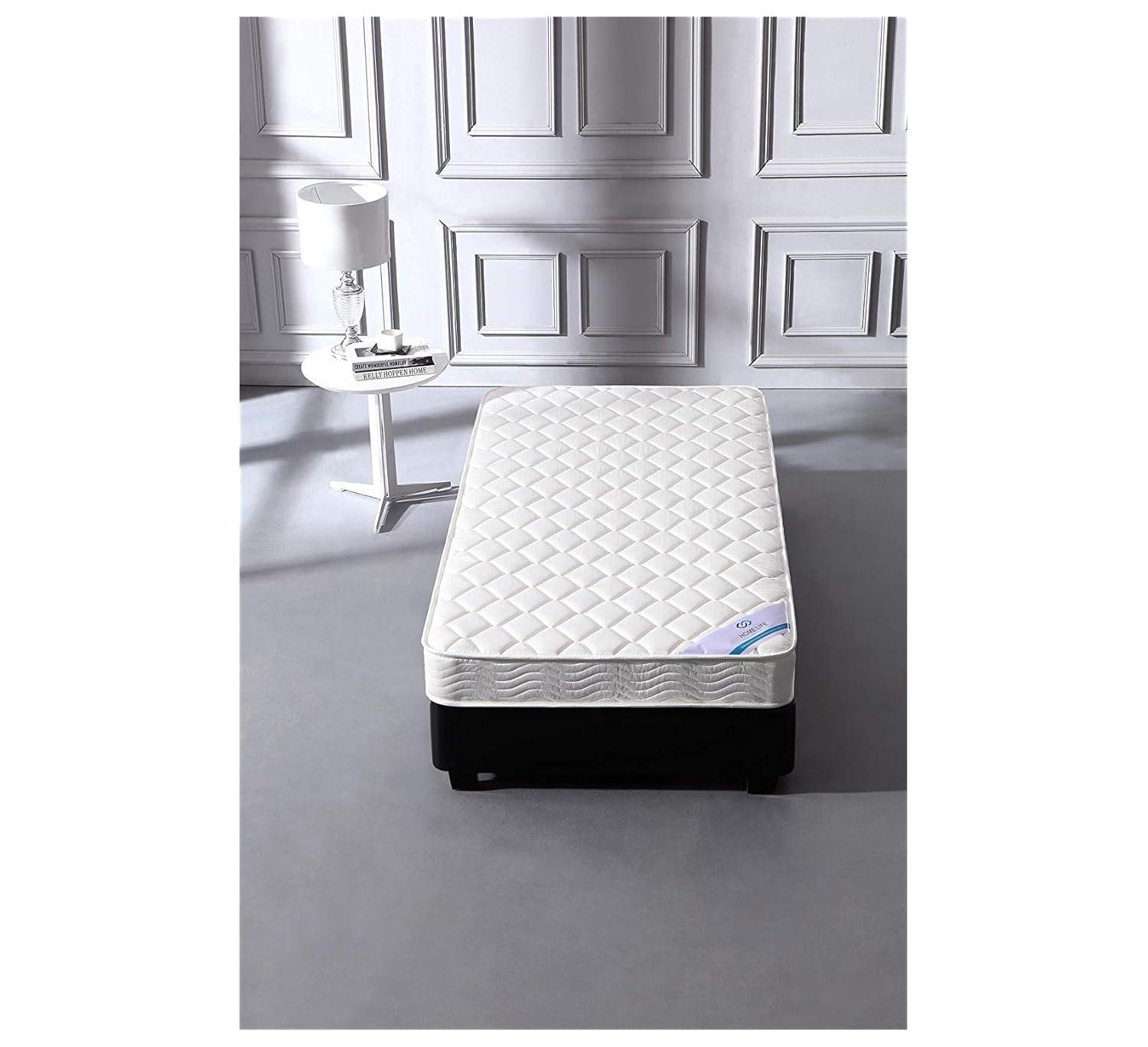 HomeLife 6-Inch Twin Size Mattress Gel Memory Foam – Firm - Tight Top, Pocketed Coils - Breathable Polyester Cover - Innerspring Support - White - Comfortable & Durable - Twin Mattress