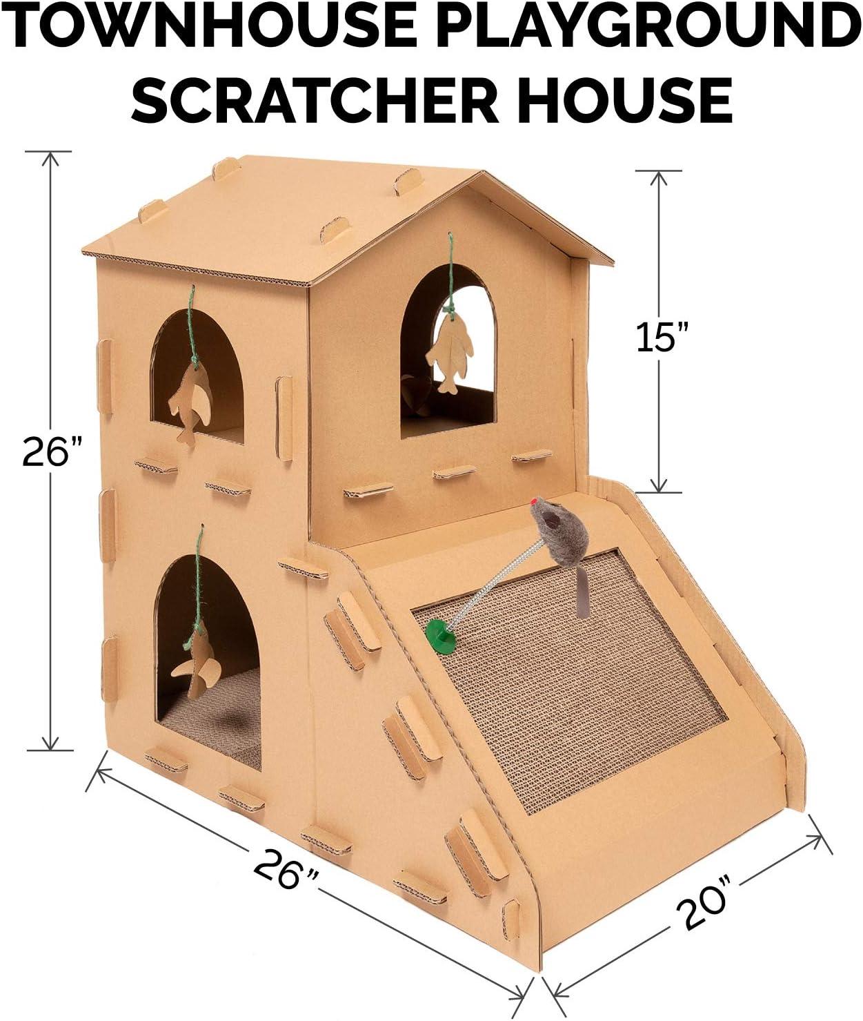 FurHaven Tiger Tough Townhouse Playground Scratcher House