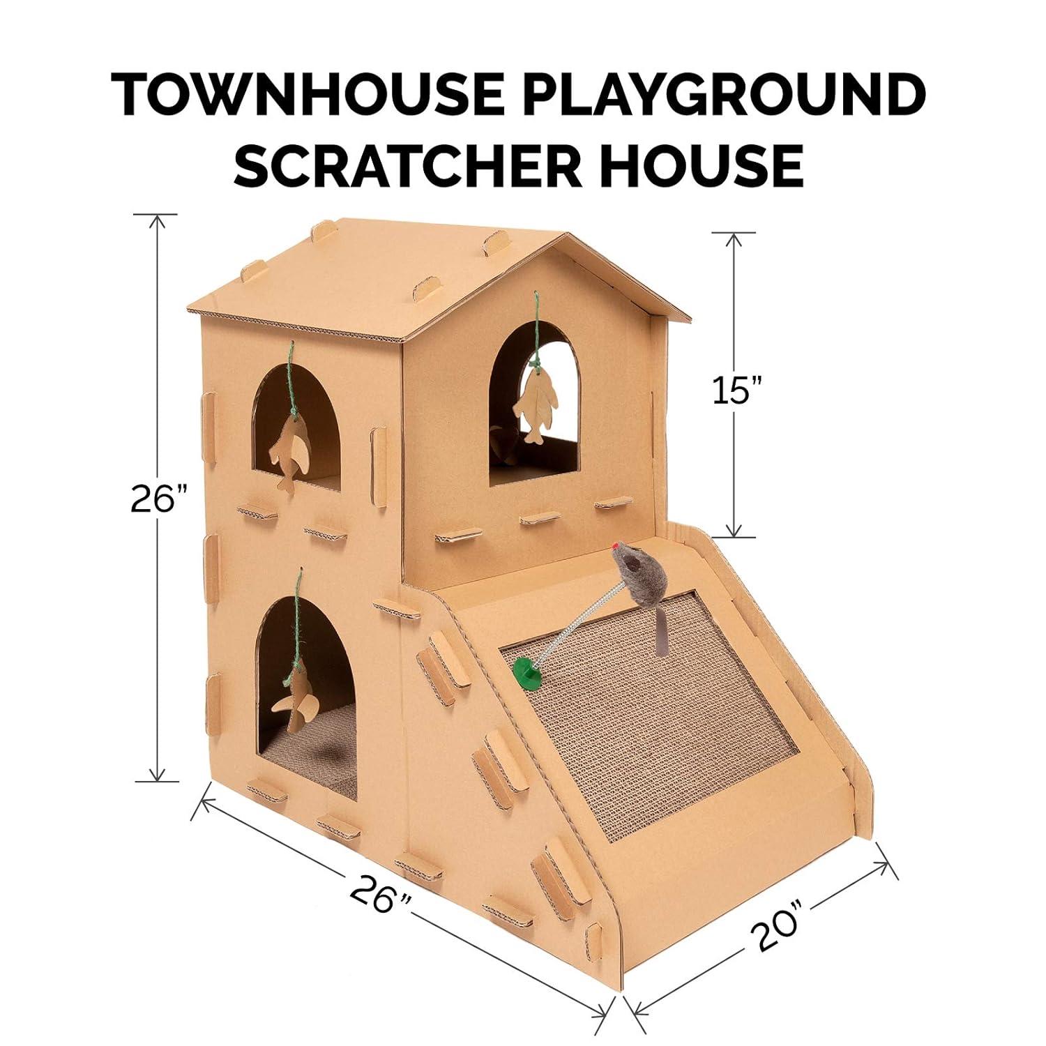 FurHaven Tiger Tough Townhouse Playground Scratcher House