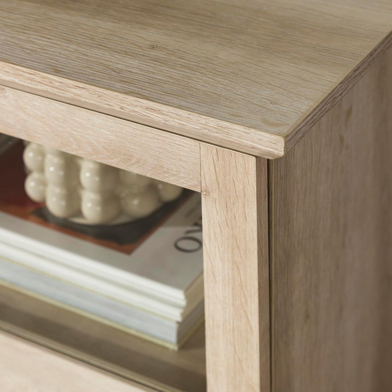 Walker Edison Farmhouse 4 Door TV Stand for TVs Up to 78", White Oak