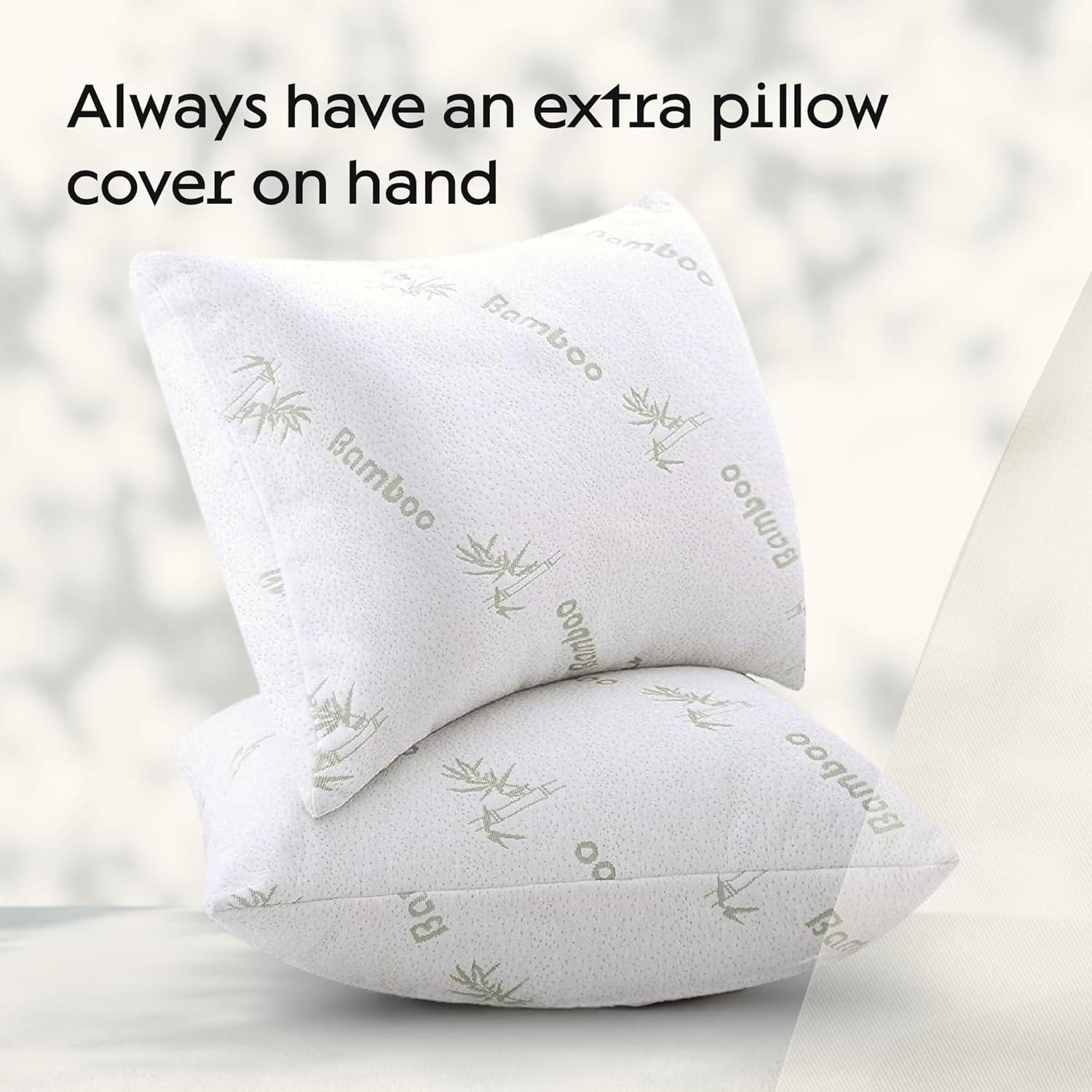 Niagara Sleep Solution Super Soft Bamboo Cooling Pillow Protectors Queen 2 PackPair Zippered Case, Guaranteed Noiseless Pad, Ultra Plush Absorbent Encasement (Queen 2 Pack 20x30)