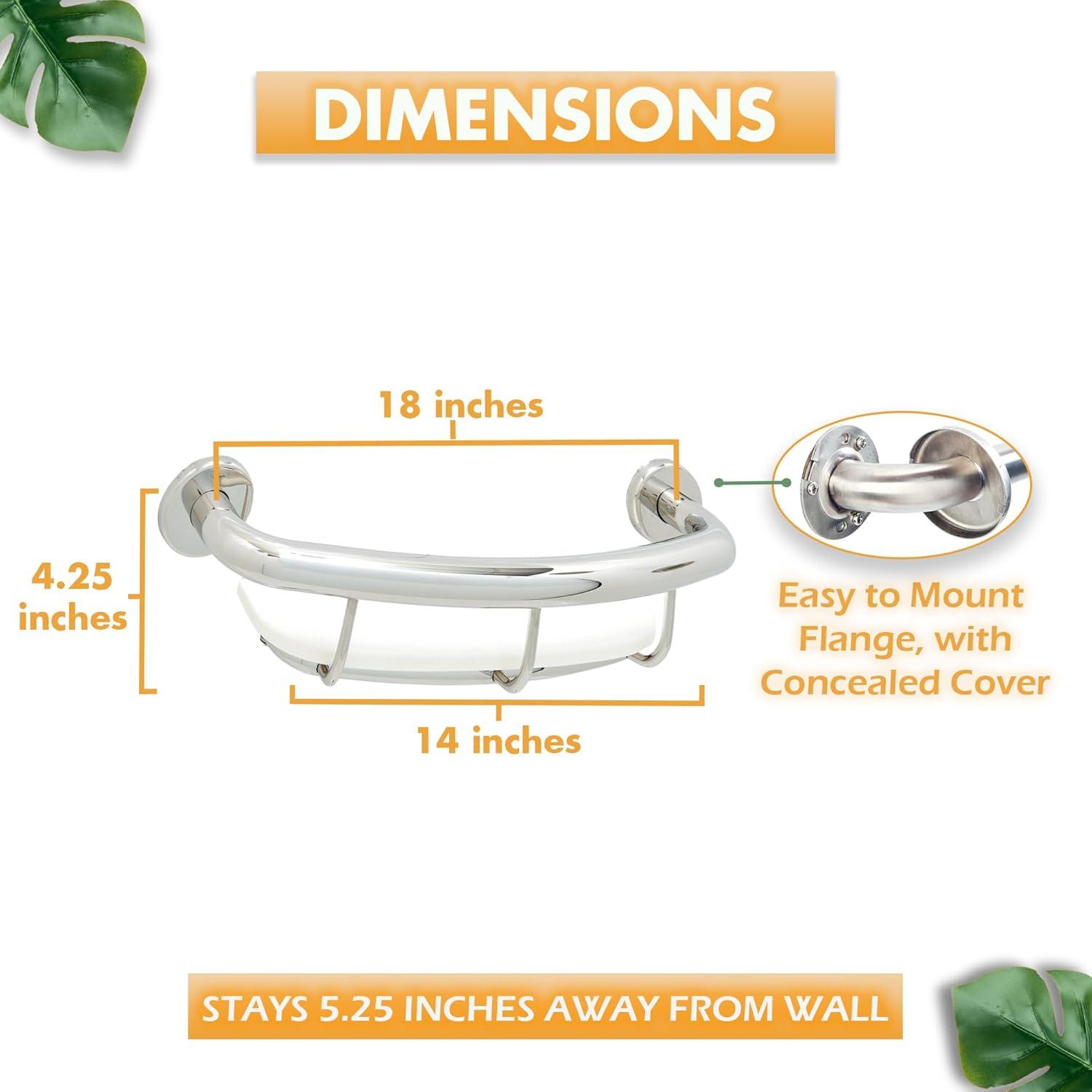 Shelf Grab Bar for Bathroom Shower Tub Kitchen Safety Aid/304 Stainless/Polished Chrome/ 18" x 5.5"