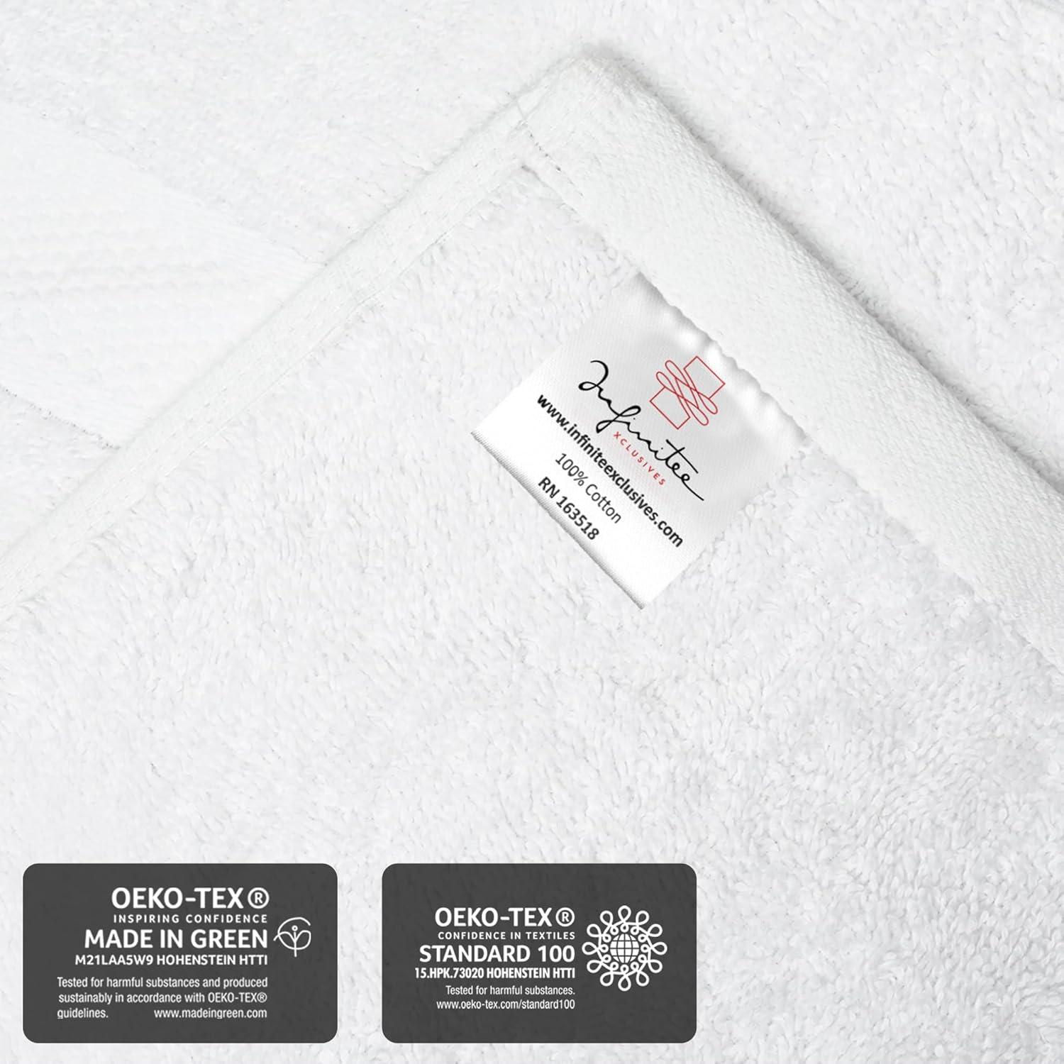 Infinitee Xclusives 12 Pack Premium White Soft Wash Cloths and Face Towels, 13x13 100% Cotton