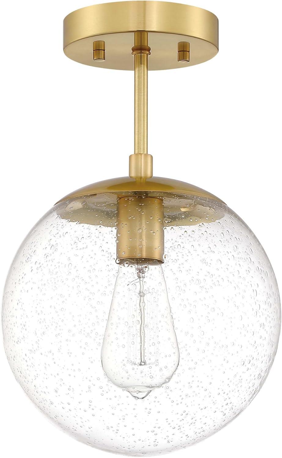 Design House 588517-SG Gracelyn Modern Indoor Dimmable Semi-Flush Ceiling Light with Clear Seedy Glass Globe Shade for Kitchen Hallway Bedroom, Satin Gold