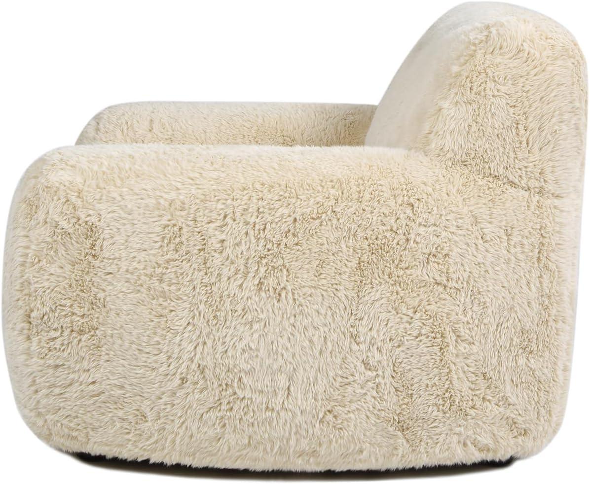 Summit 49" Faux Sheepskin Overstuffed Arm Chair Cream Beige