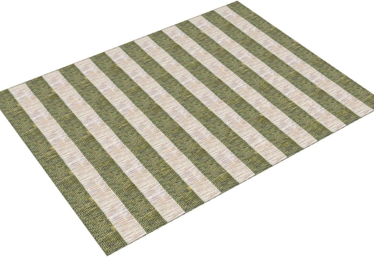 Unique Loom Outdoor Striped Distressed Stripe Striped Woven Area Rug