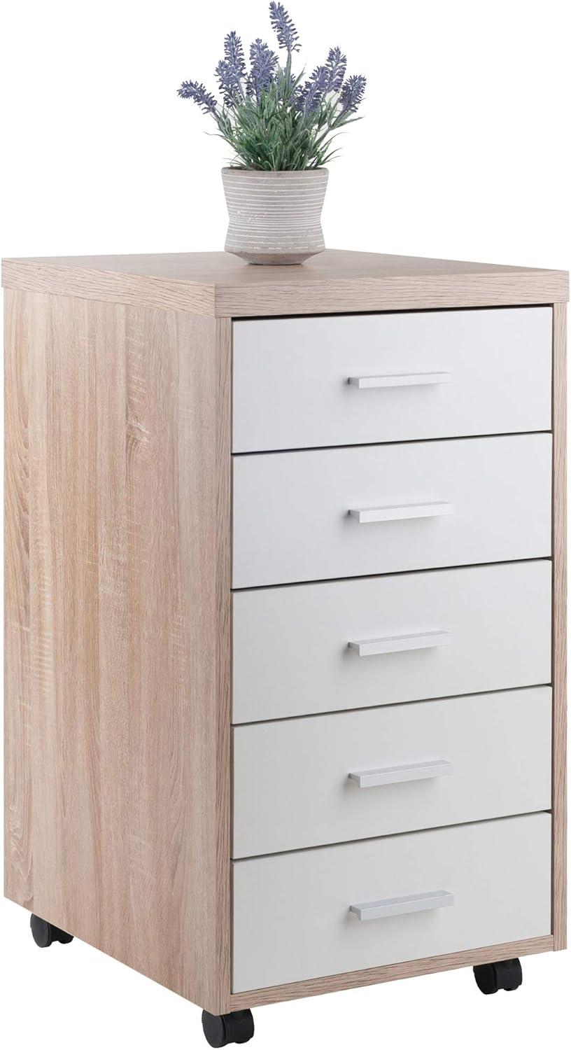 Winsome Kenner Mobile 5 Drawer Storage Cabinet Wood: Mid-Century Modern, Universal Organizer, Wood Composite