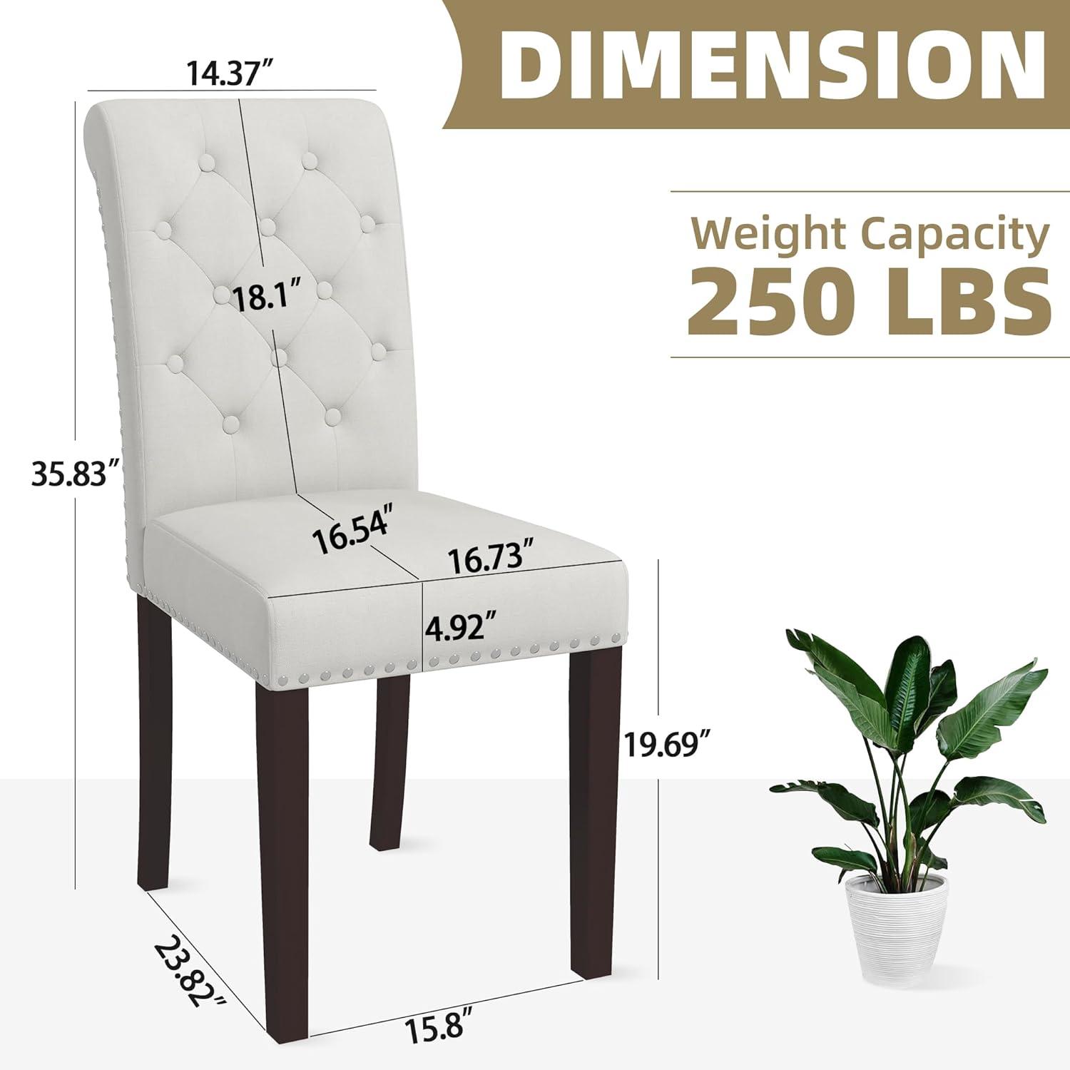 Westice Dining Room Chairs Set of 6 Upholstered PU Leather Kitchen Chairs Dining Room Side Chair with Nailhead Trim and Rubber Wood Legs for Small Space Apartment, Brown