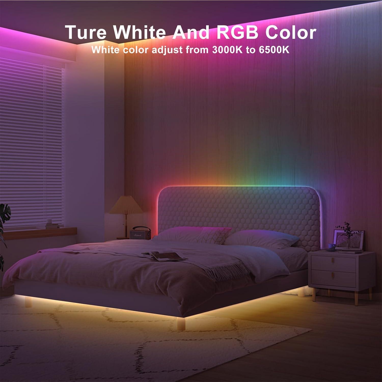32.8ft RGBWW+IC WiFi Smart Flowing Led Strip Light, RGB Chasing Effect+Tunable White 3000K-6500K Led Lights Compatible with Alexa and Google, Color Changing, Music Sync for Bedroom