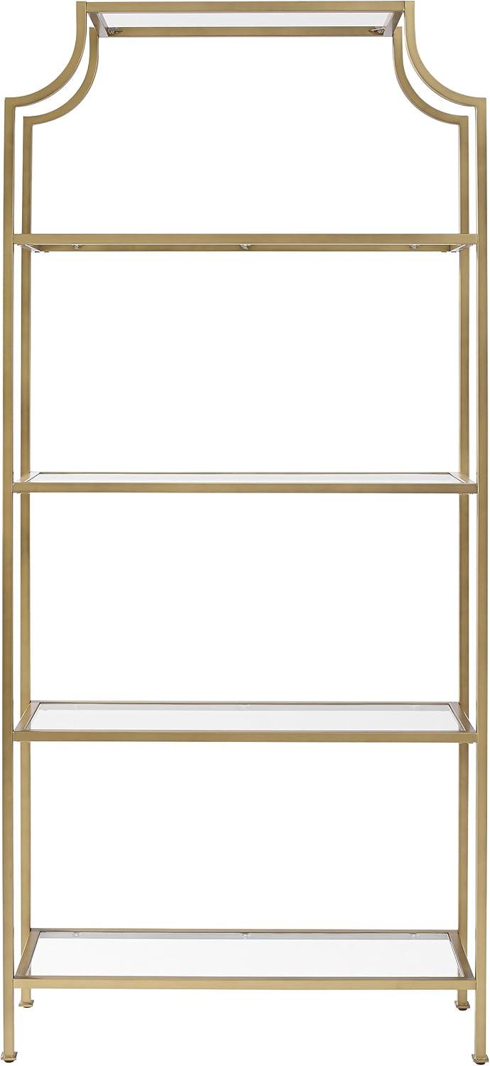 Crosley 80.5" Aimee Etagere Gold: Modern Style, 4-Tier, Tempered Glass Shelves, Steel Frame