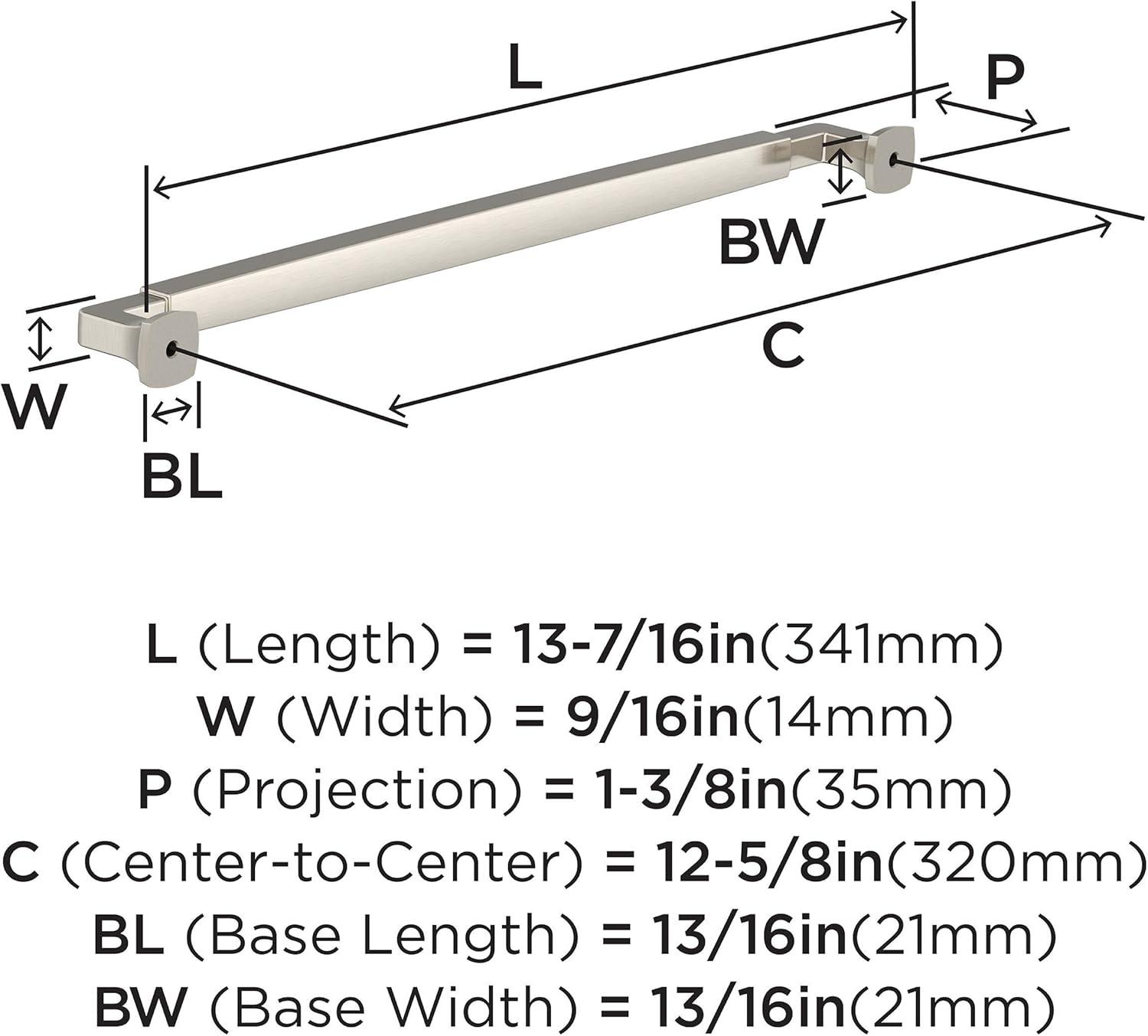 Amerock Stature 12-5/8 inch (320mm) Center-to-Center Satin Nickel Cabinet Pull