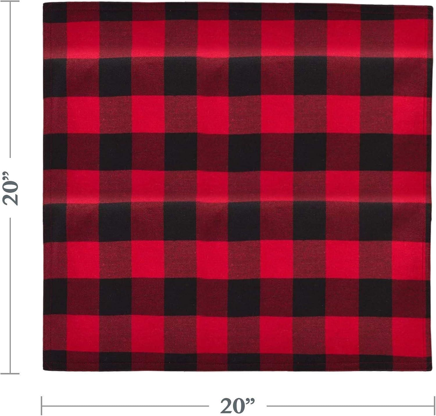 Red and Black Cotton Blend Buffalo Plaid Napkins, Set of 4