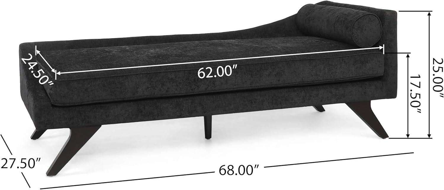 Cagle Mid Century Modern Fabric Chaise Lounge Black/Dark Brown - Christopher Knight Home