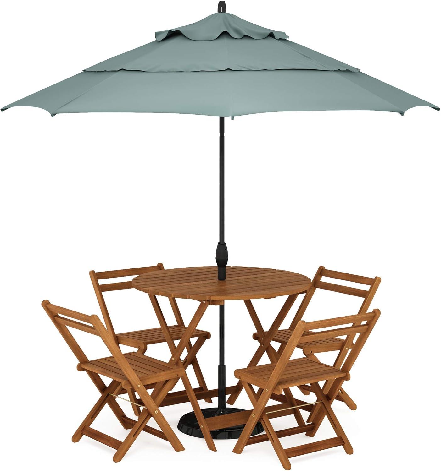 Furinno Tioman Outdoor Hardwood Nation Round Folding Table with Umbrella Hole