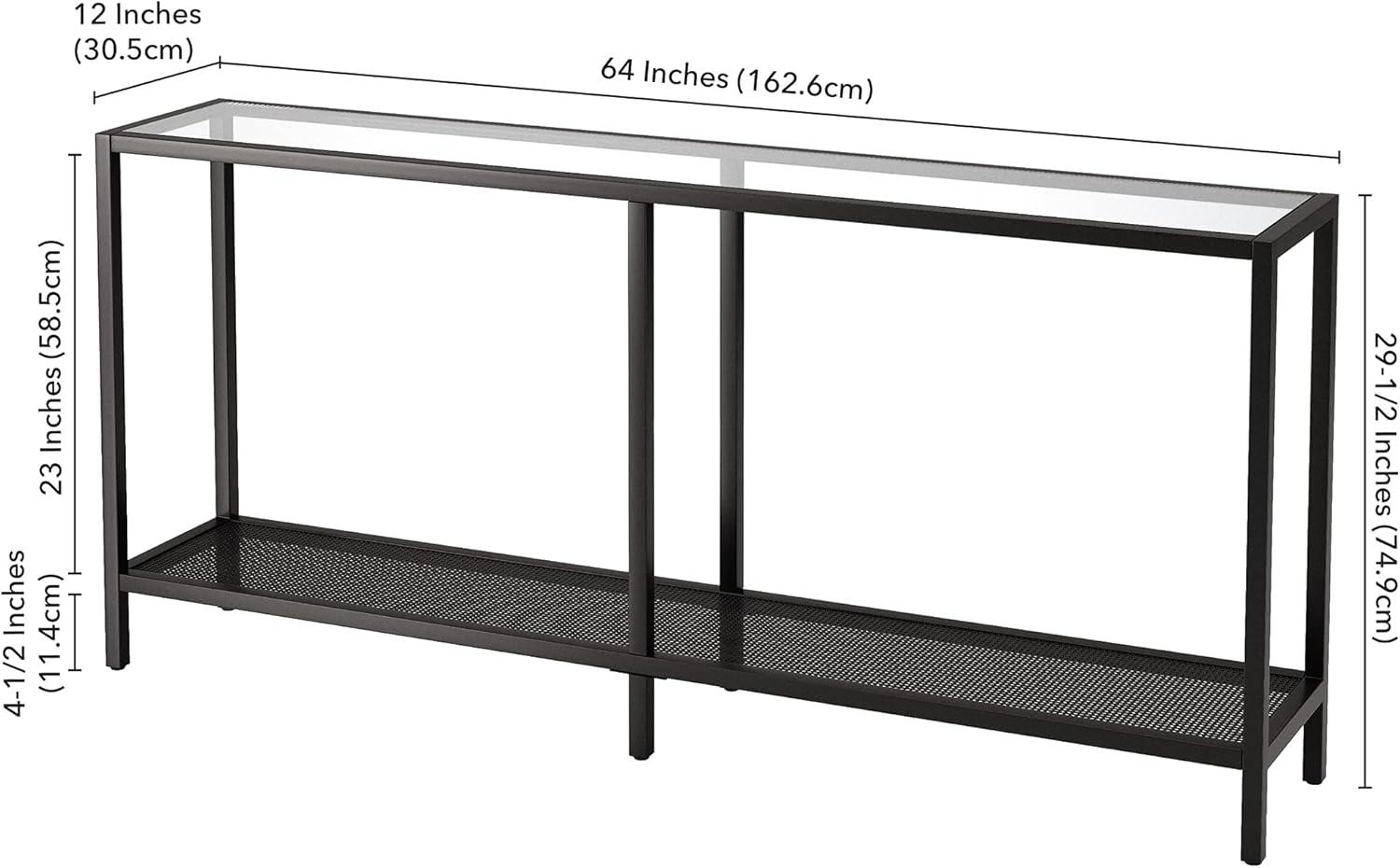 Evelyn&Zoe Rigan 64" Wide Rectangular Console Table, Blackened Bronze