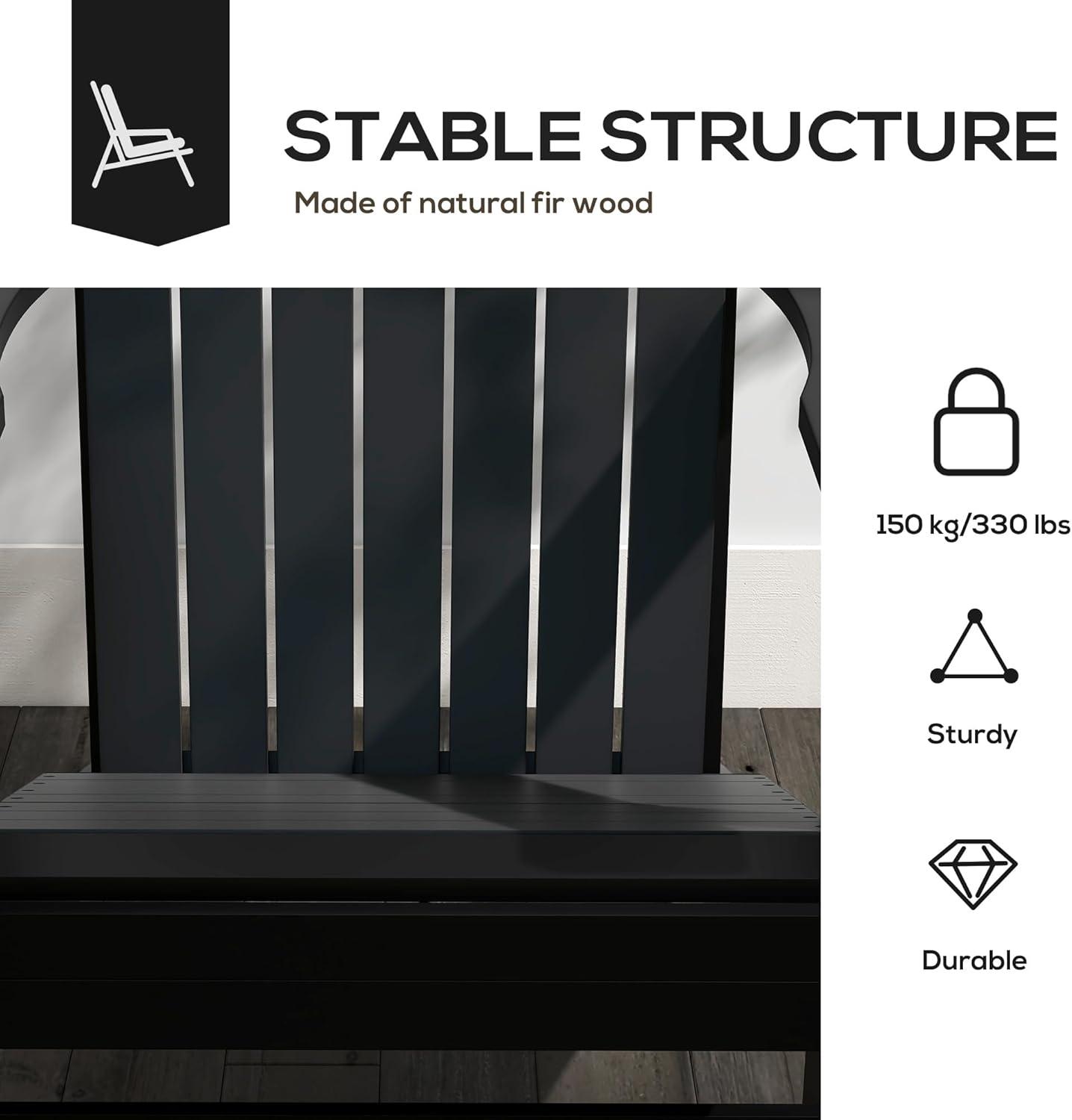 Outsunny Oversized Adirondack Chair, Outdoor Fire Pit and Porch Seating, Classic Log Lounge w/ Built-in Cupholder for Patio, Backyard, Blue