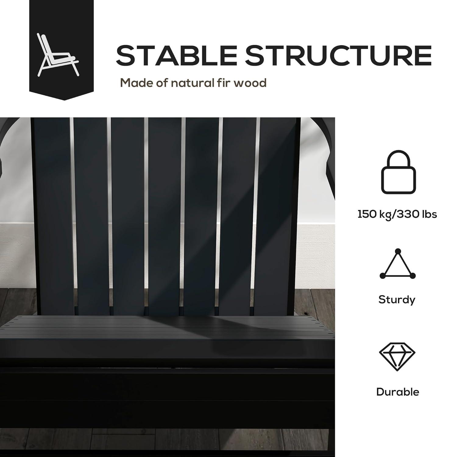 Outsunny Oversized Adirondack Chair, Outdoor Fire Pit and Porch Seating, Classic Log Lounge w/ Built-in Cupholder for Patio, Backyard, Blue
