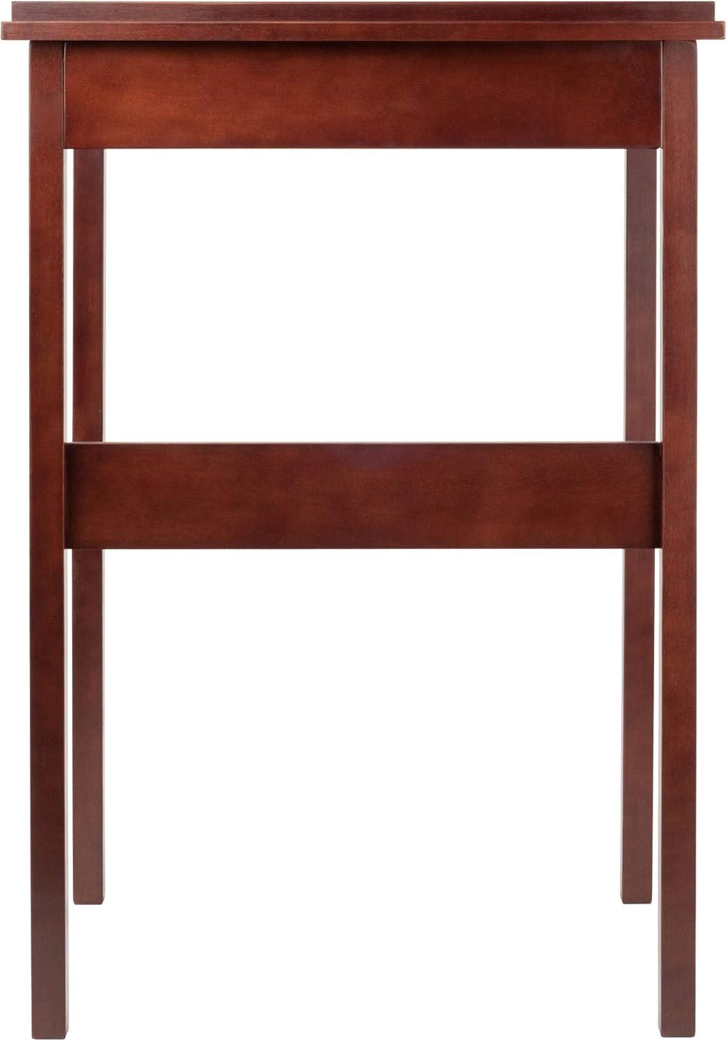 Winsome Ronald High Desk Walnut: Mid-Century Modern Standing Secretary, Spot Clean, No Storage