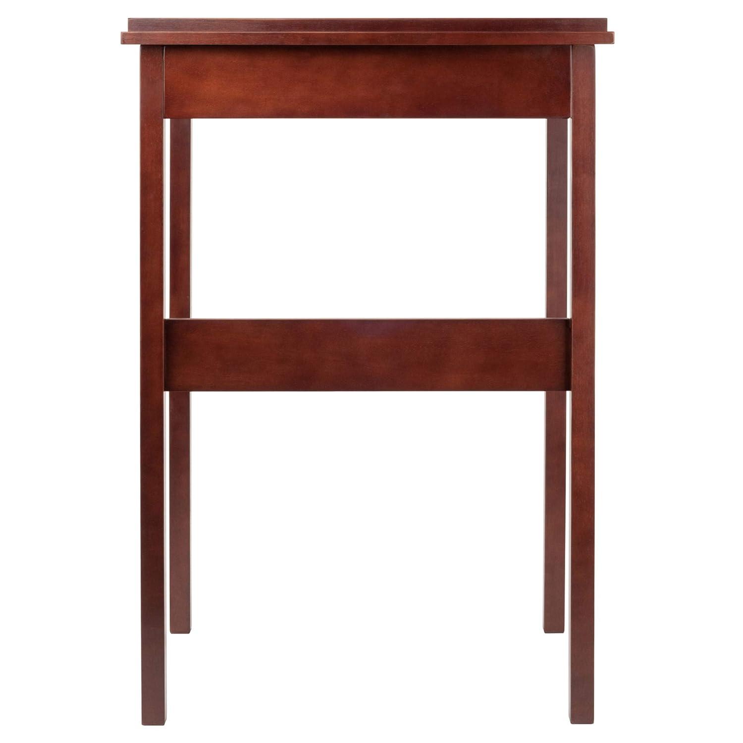 Winsome Ronald High Desk Walnut: Mid-Century Modern Standing Secretary, Spot Clean, No Storage