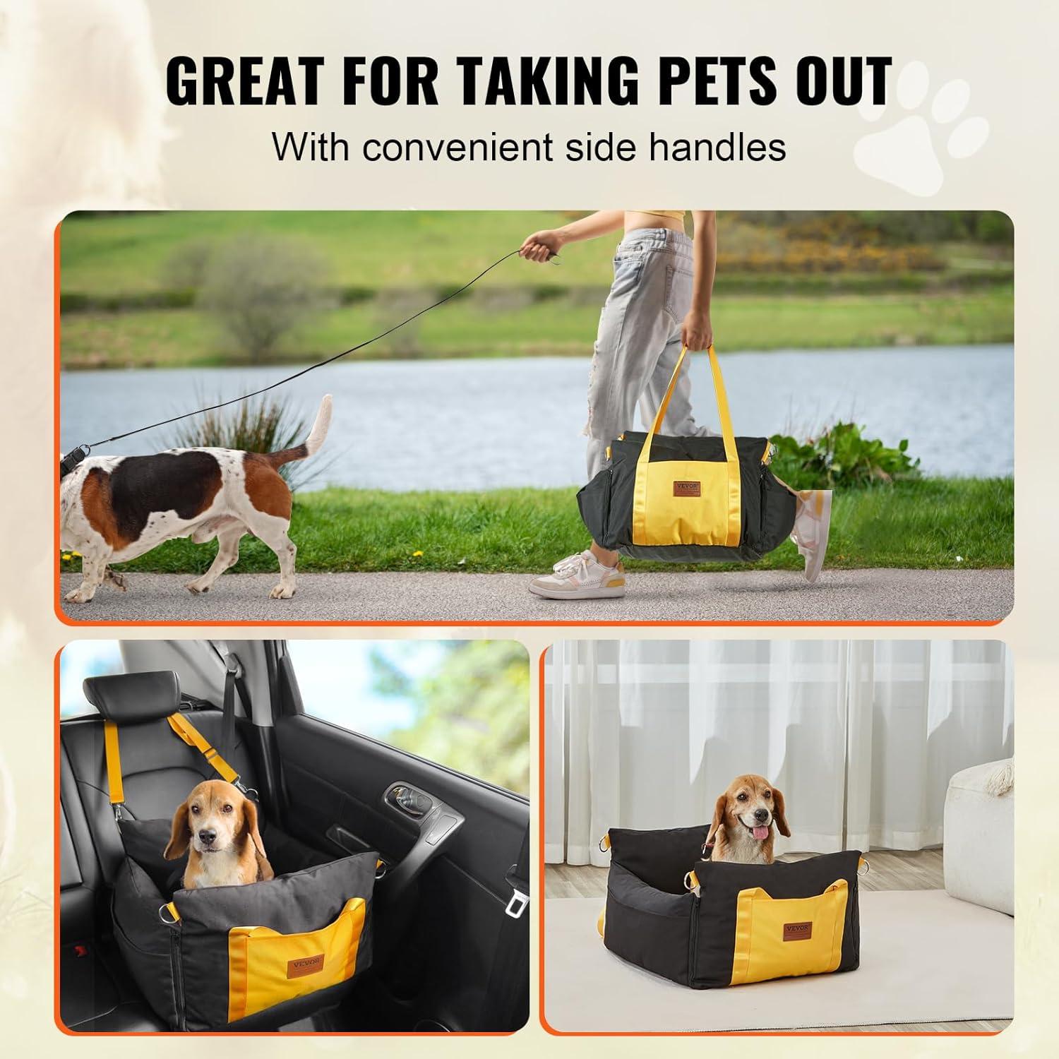 VEVOR Dog Booster Car Seat Pet Car Seat for Small Dog up to 25lbs