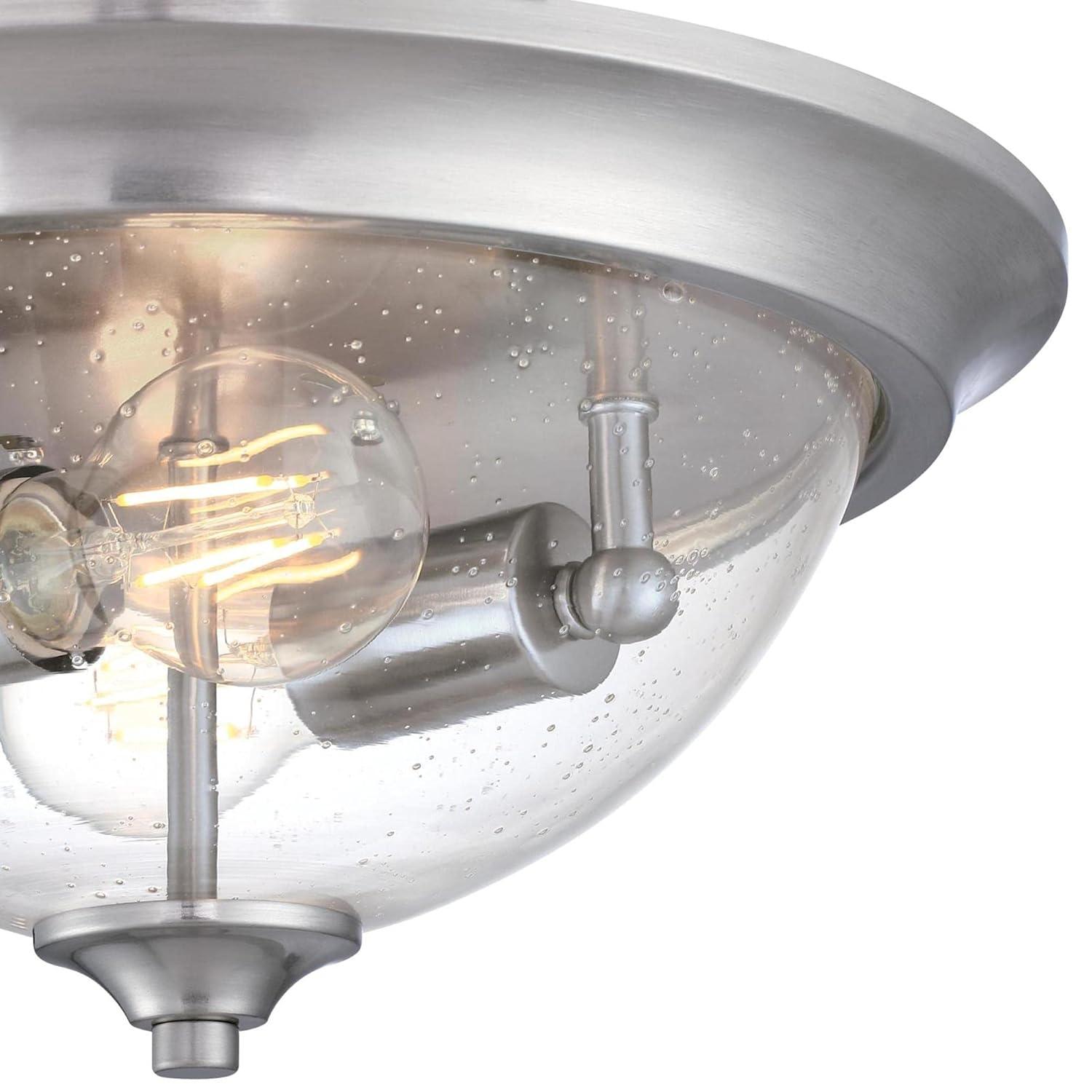 Westinghouse Lighting 6115900 13 in. Basset Two Light Indoor Flush Mount Fixture, Brushed Nickel