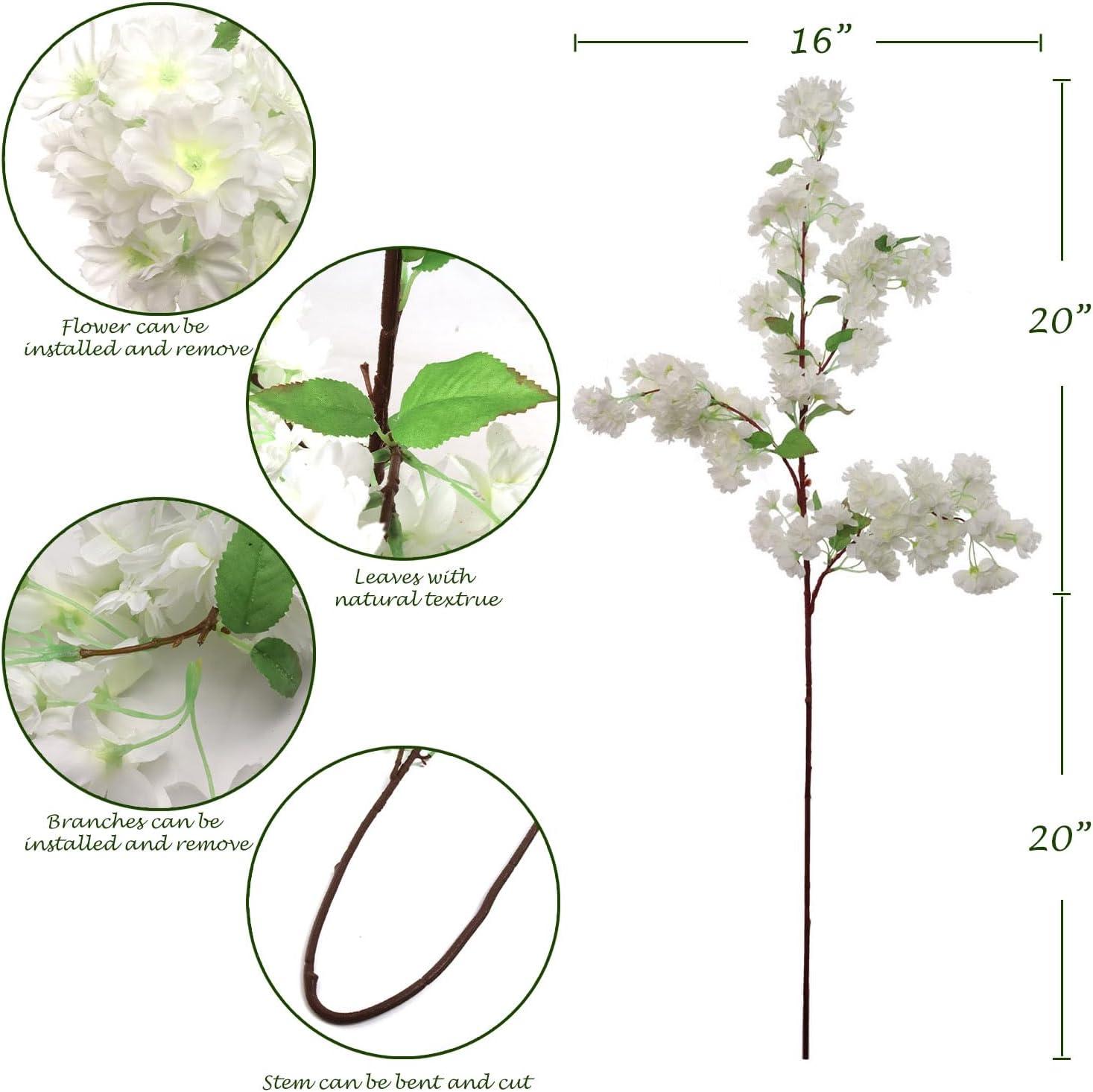 White Silk Cherry Blossom Stems for Weddings and Home Decor